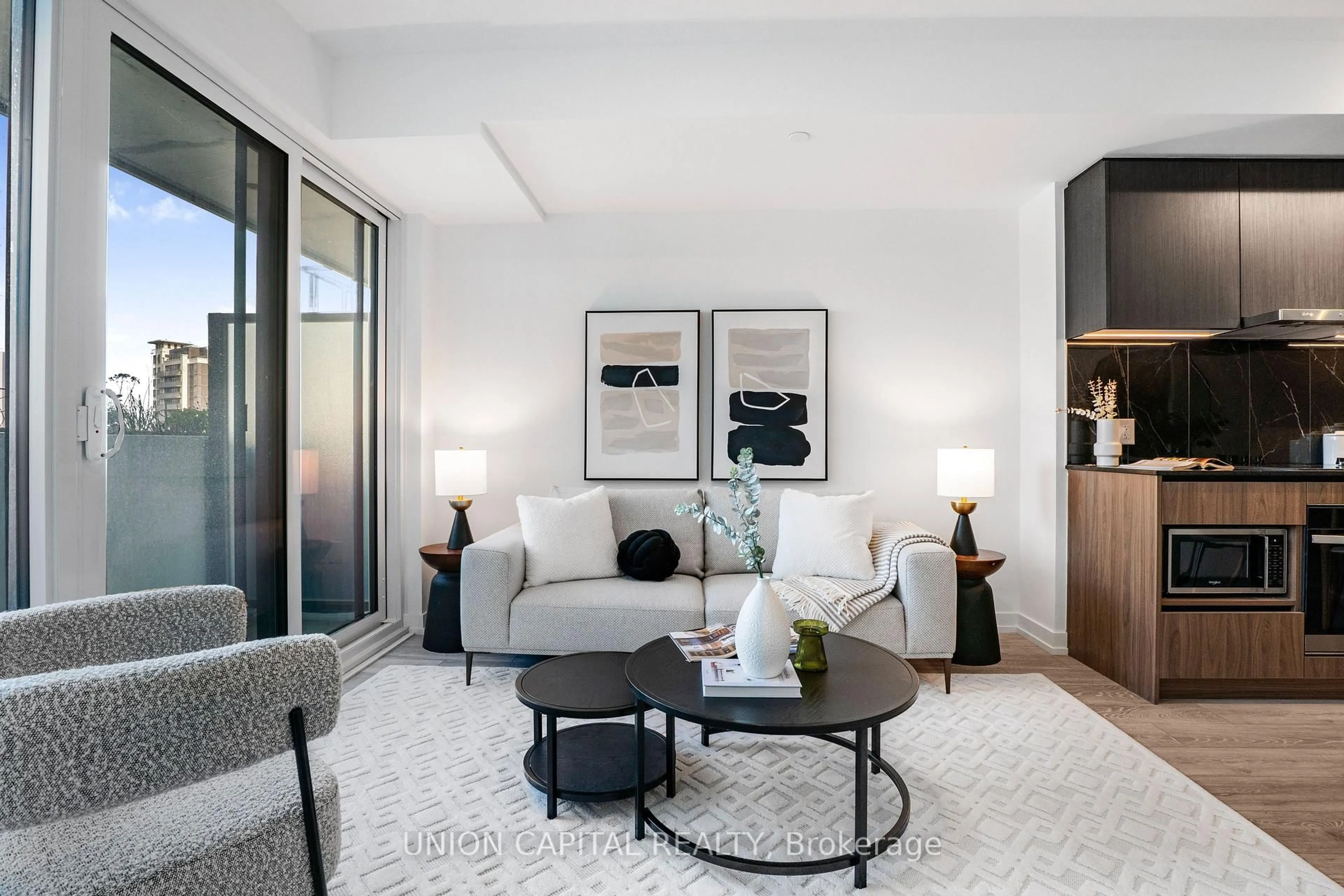 Living room with furniture, unknown for 1100 Sheppard Ave #835, Toronto Ontario M3K 0E4