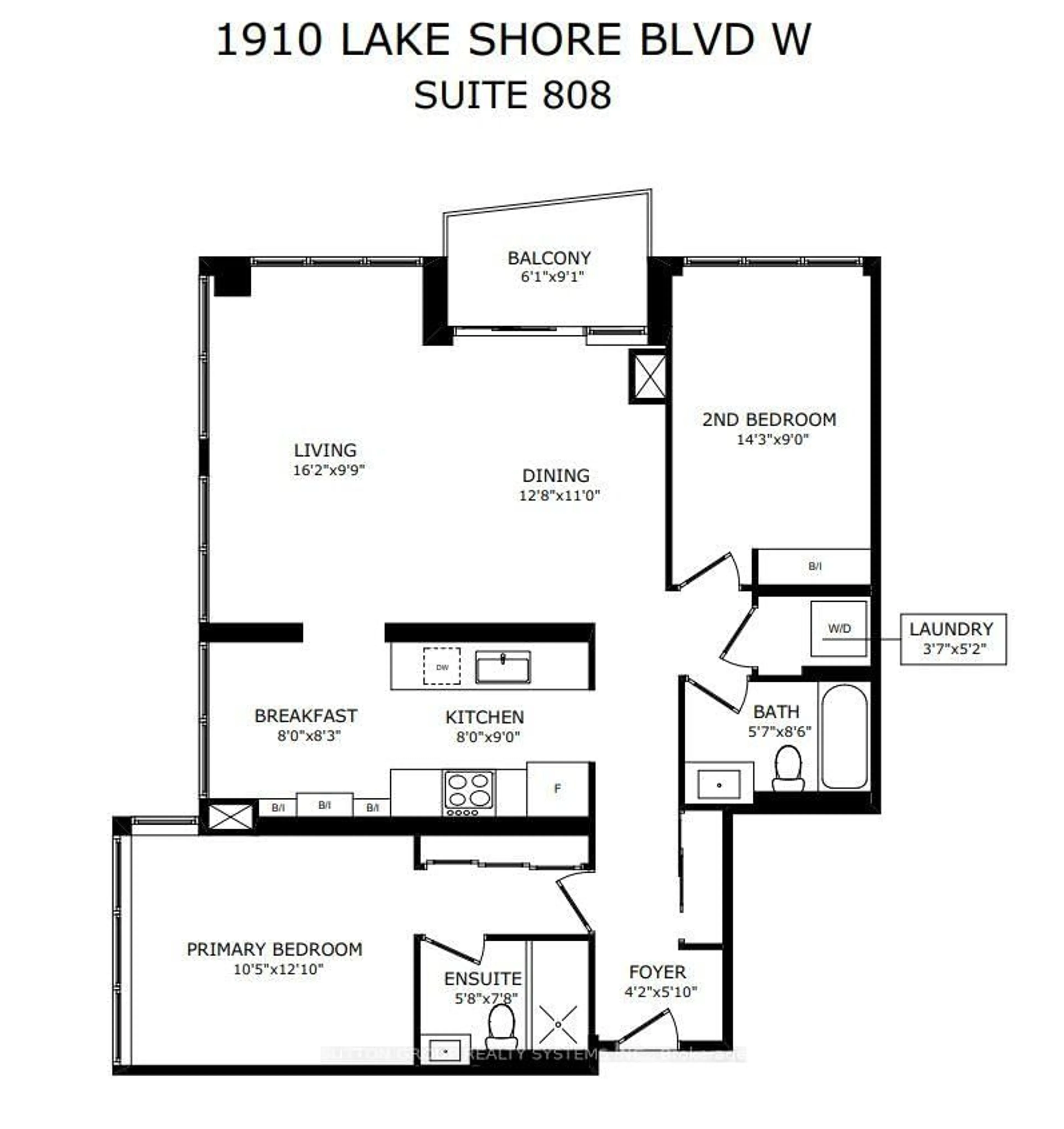 Floor plan for 1910 Lake Shore Blvd #808, Toronto Ontario M6S 1A4