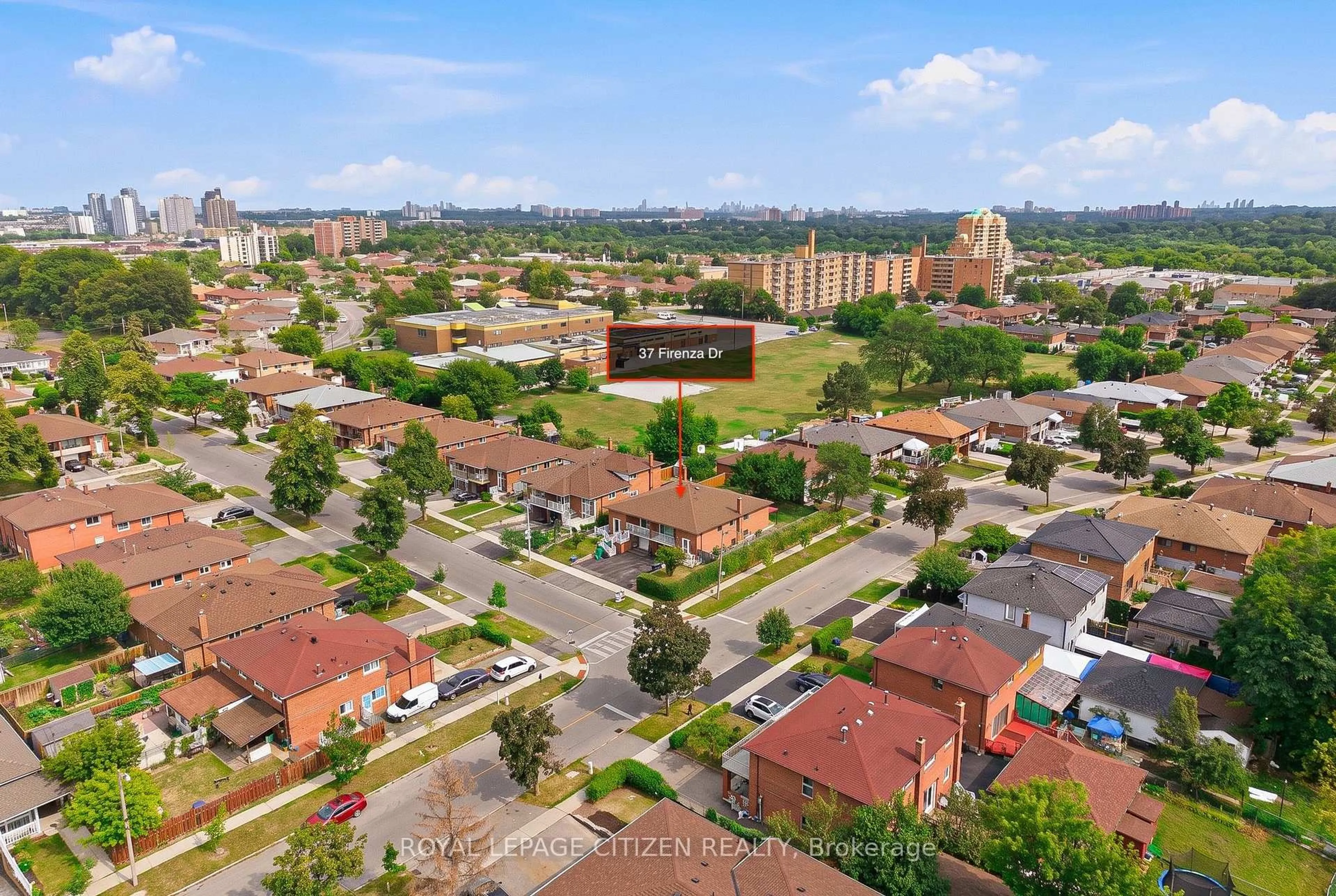 A pic from outside/outdoor area/front of a property/back of a property/a pic from drone, city buildings view from balcony for 37 Firenza Dr, Toronto Ontario M9L 1A4