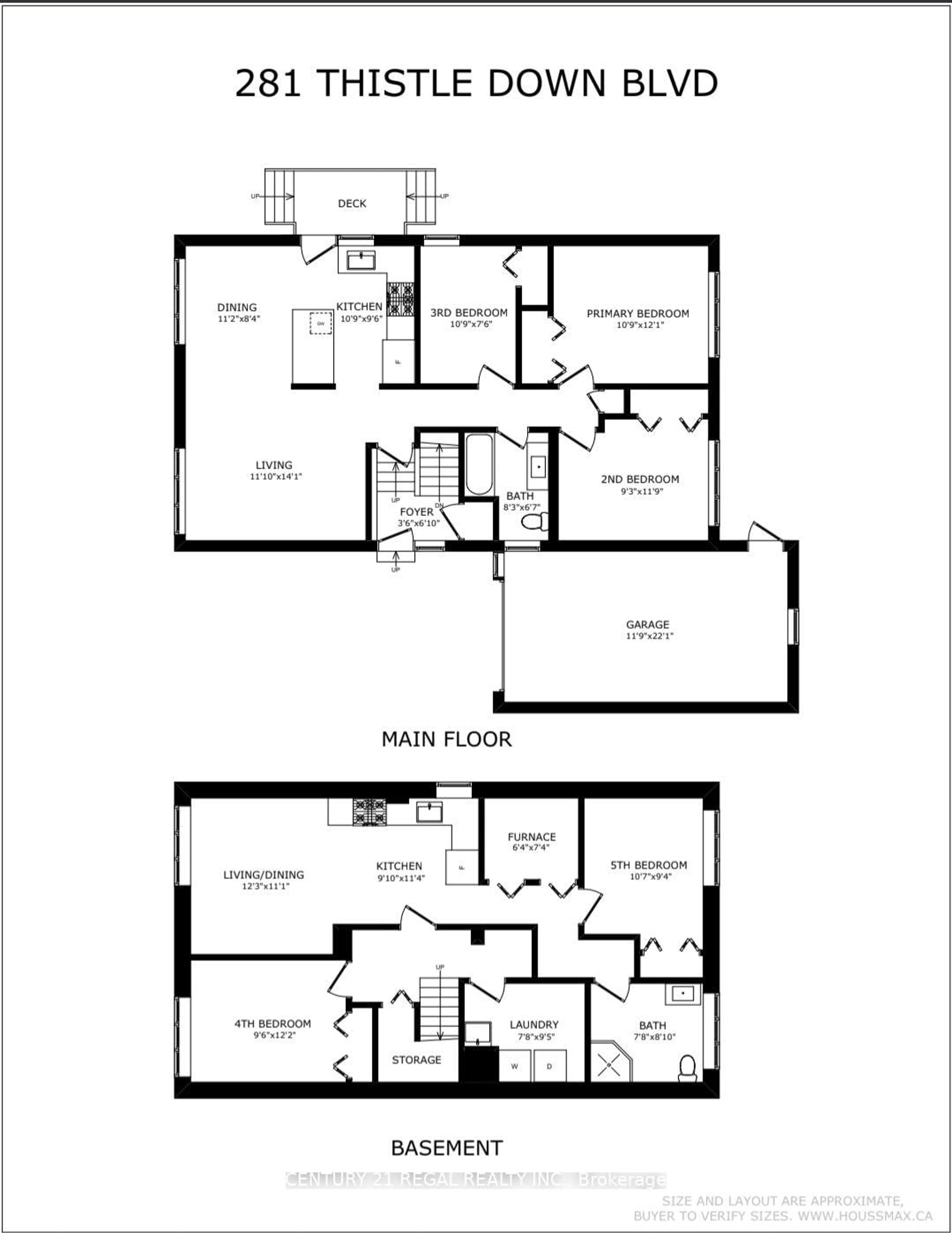 Floor plan for 281 Thistle Down Blvd, Toronto Ontario M9V 1K6