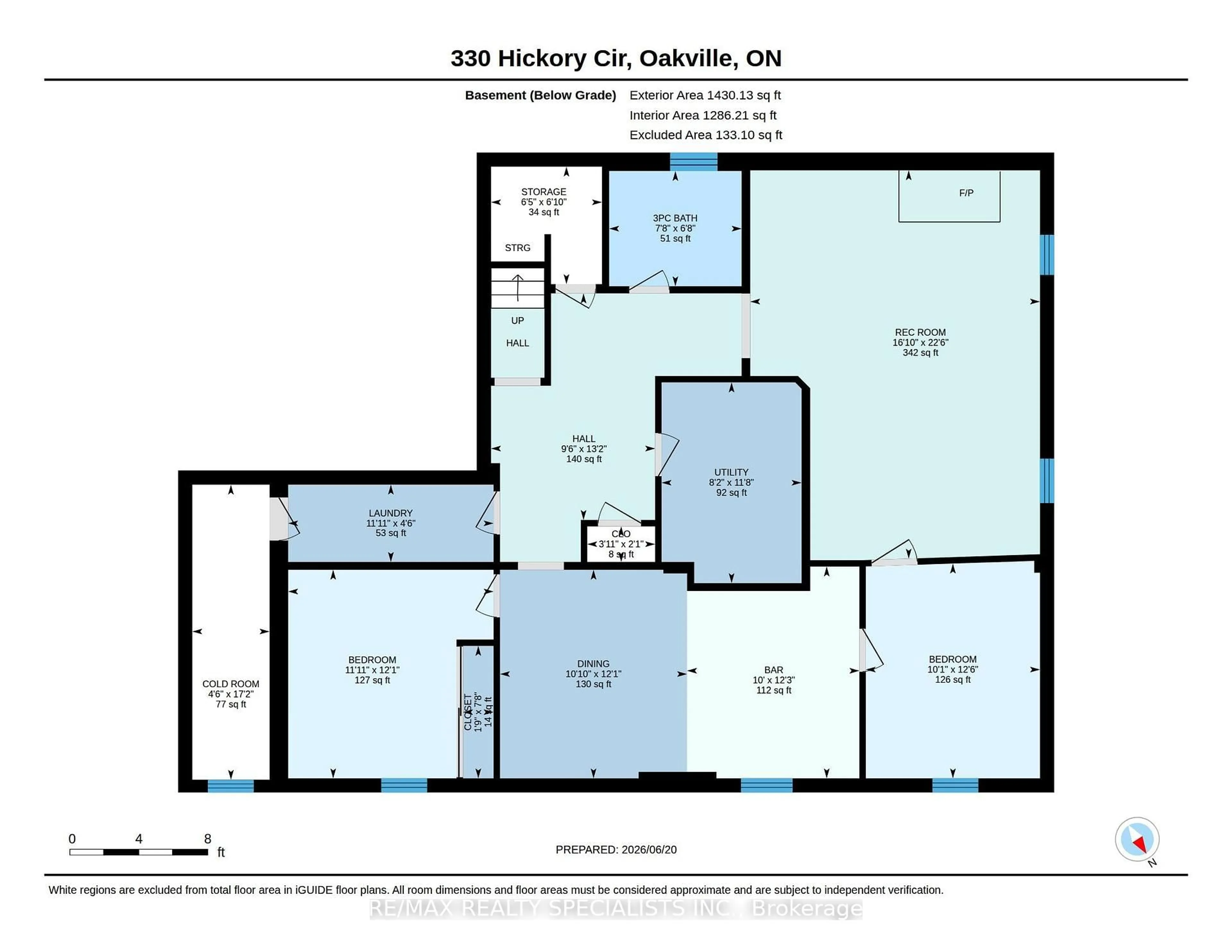 Floor plan for 330 Hickory Circ, Oakville Ontario L6H 4T5