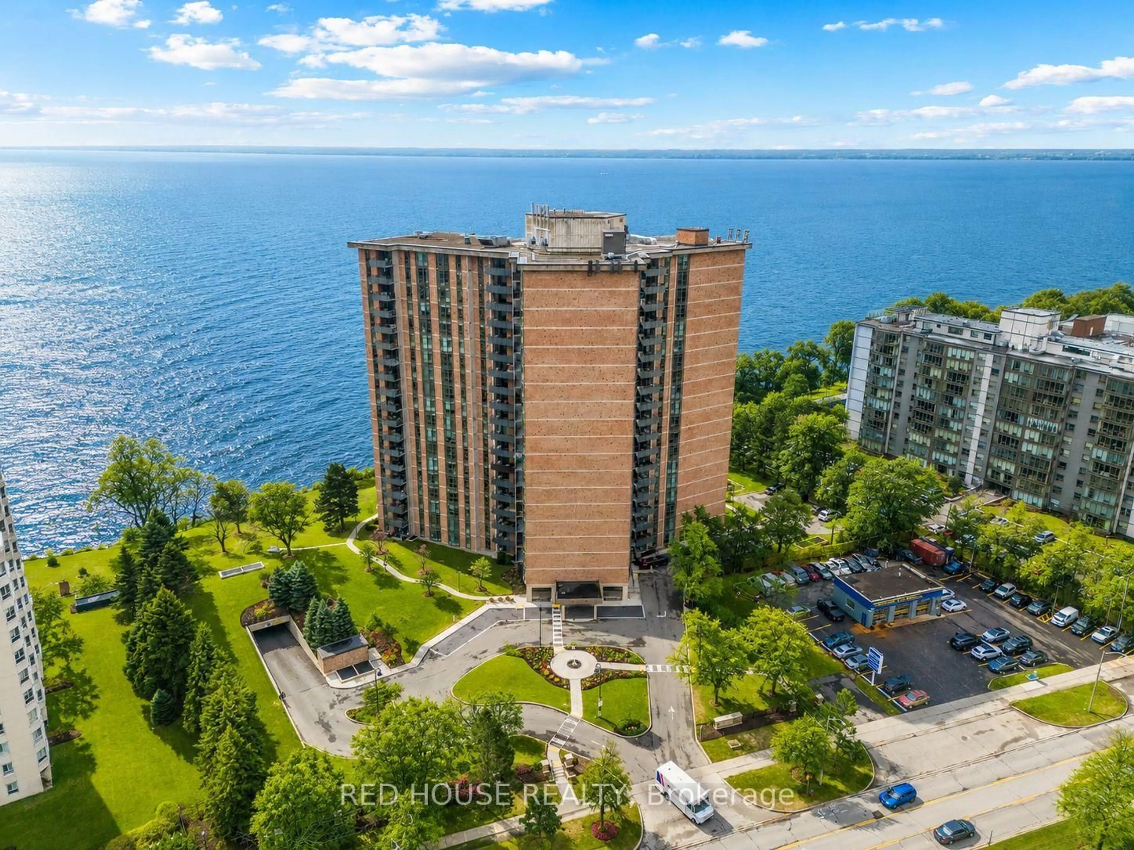 A pic from outside/outdoor area/front of a property/back of a property/a pic from drone, water/lake/river/ocean view for 5250 Lakeshore Rd #809, Burlington Ontario L7L 5L2