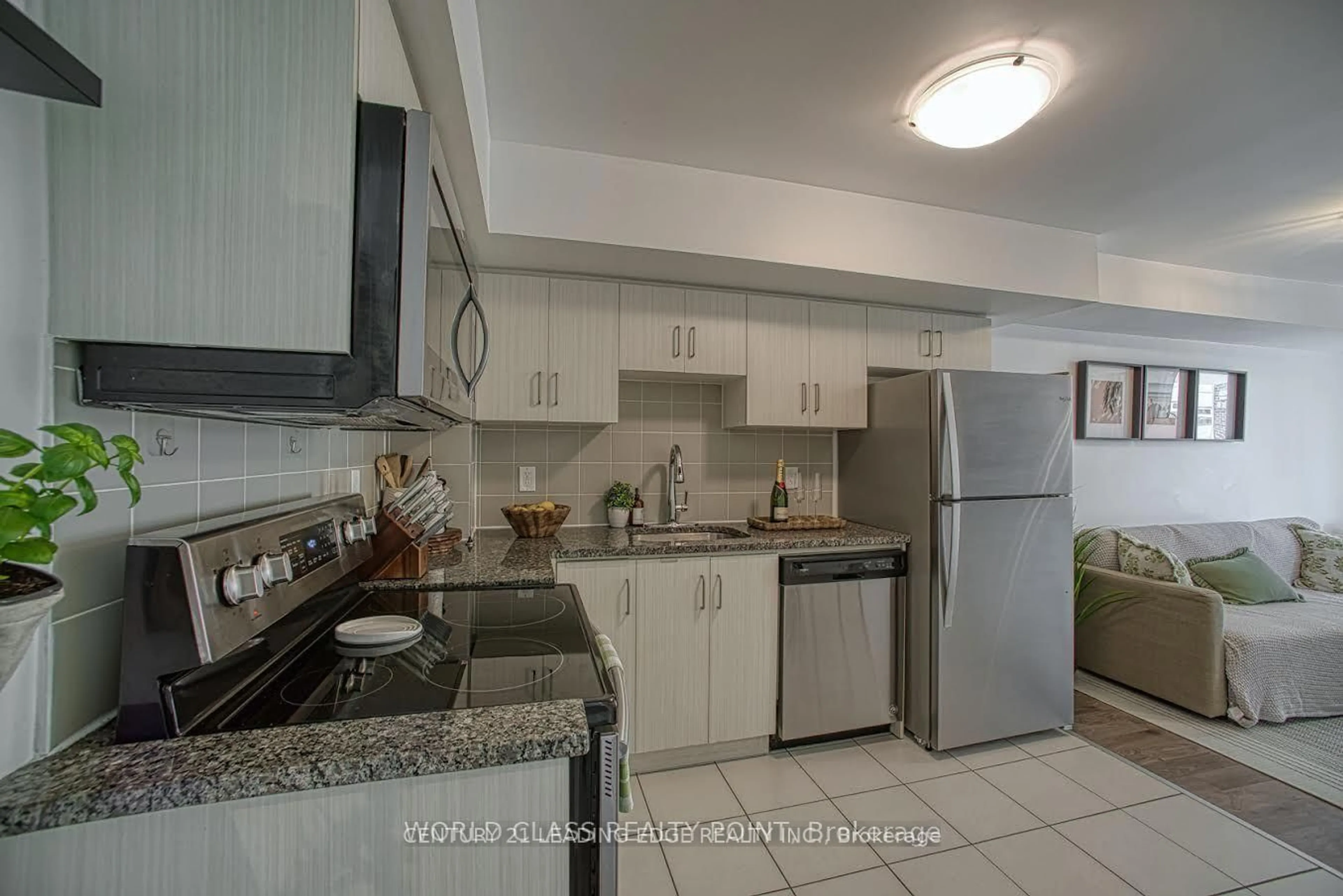 Standard kitchen, ceramic/tile floor for 7 Applewood Lane #221, Toronto Ontario M9C 0C1