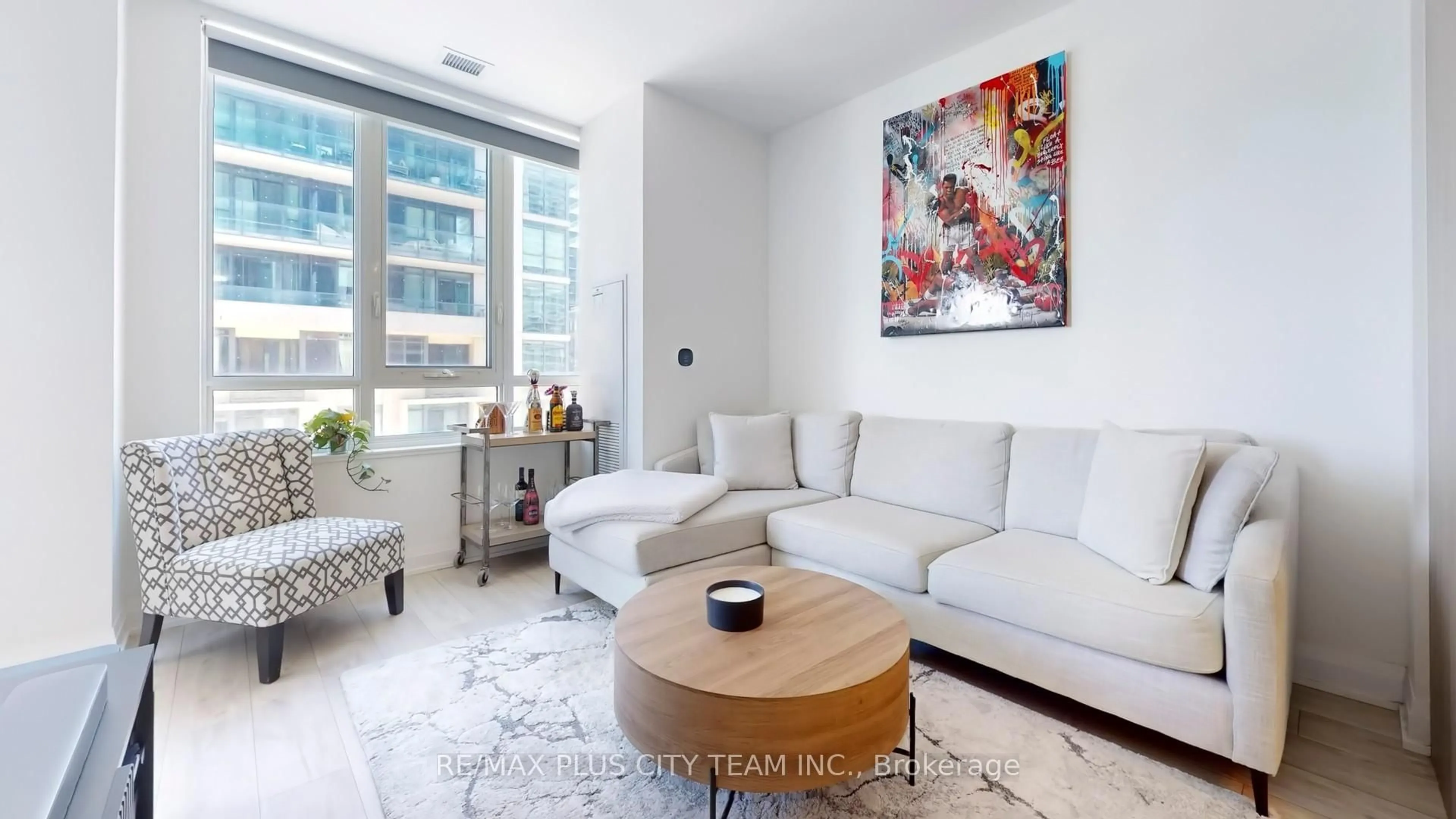 Living room with furniture, unknown for 70 Annie Craig Dr #205, Toronto Ontario M8V 0G2