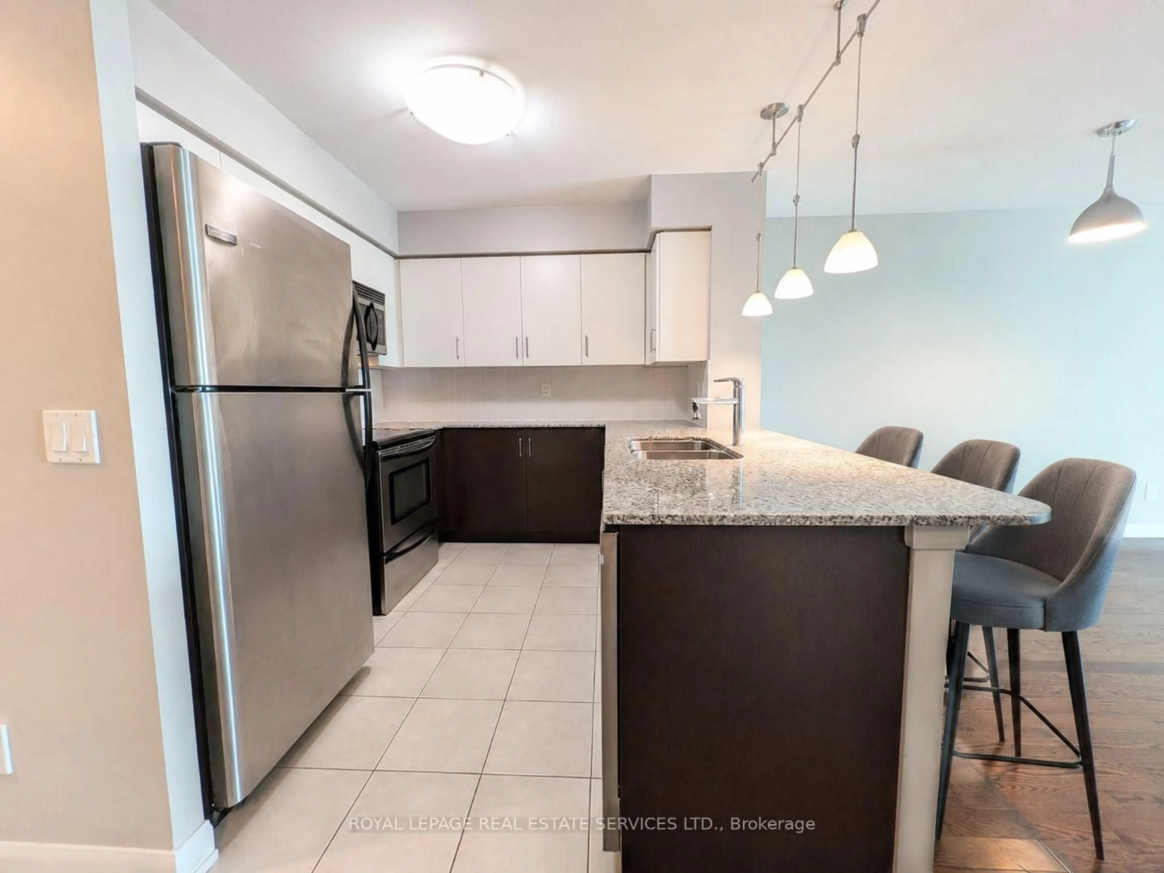 Open concept kitchen, ceramic/tile floor for 235 Sherway Gardens Rd #501, Toronto Ontario M9C 0A2