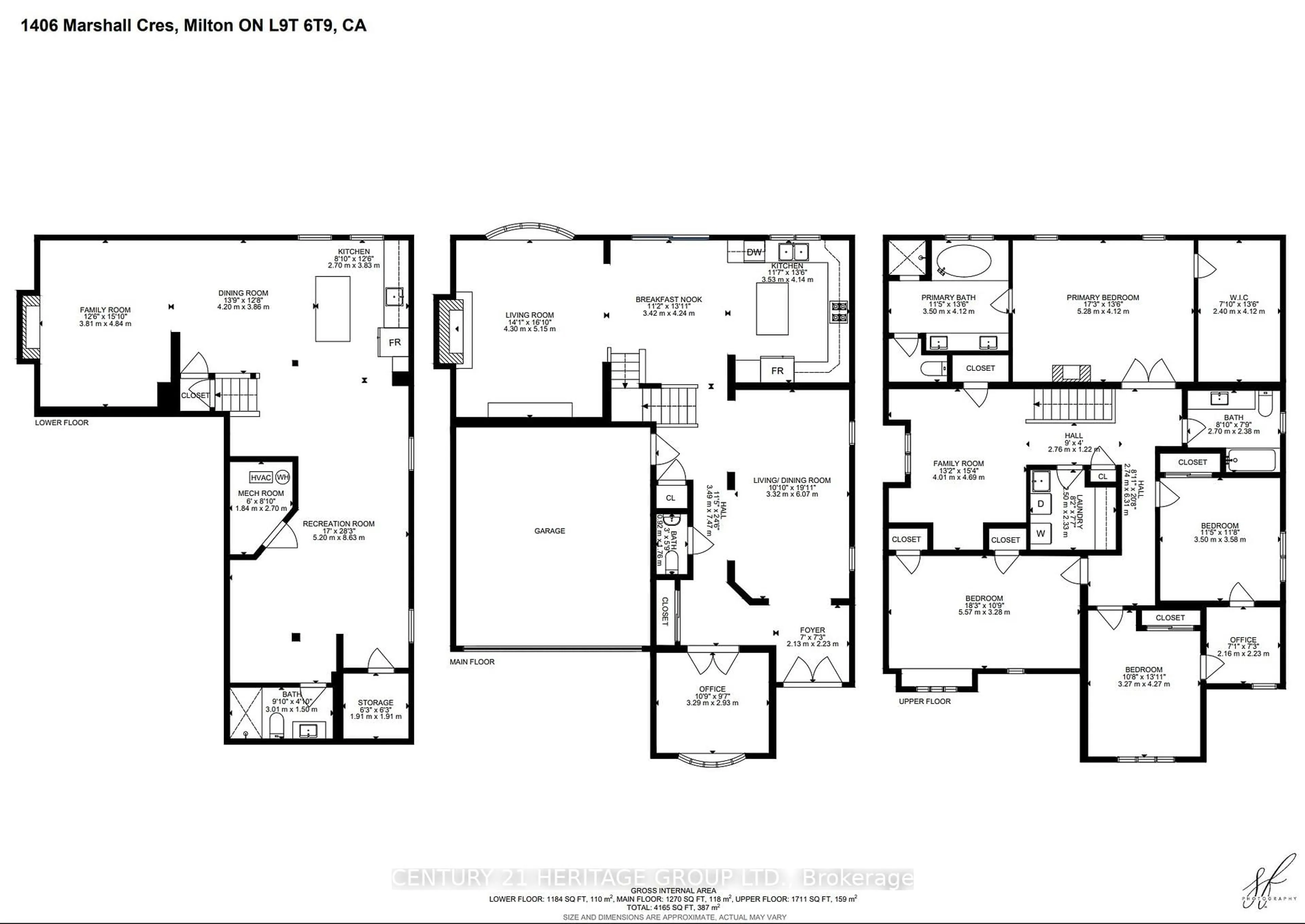 Floor plan for 1406 Marshall Cres, Milton Ontario L9T 6T9