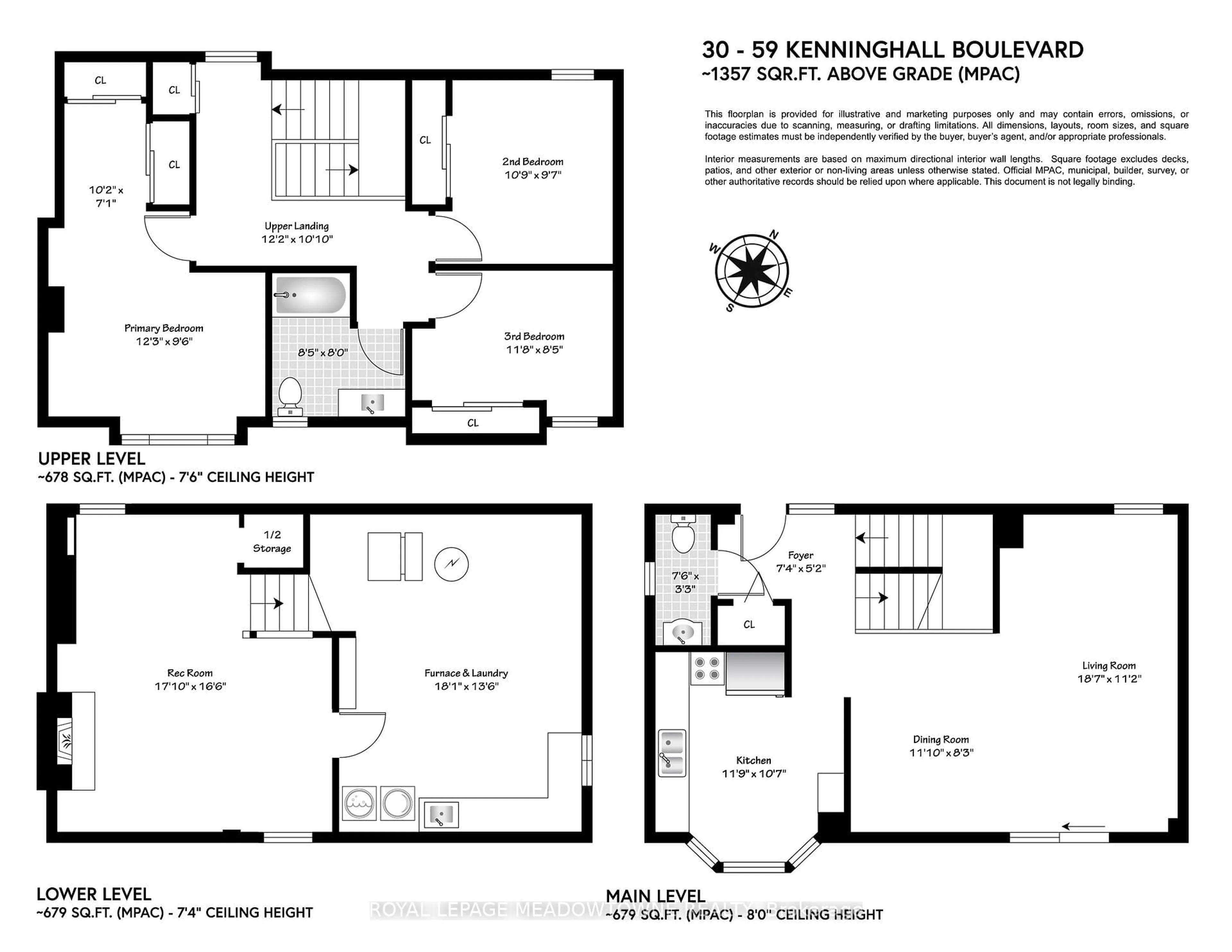Floor plan for 59 Kenninghall Blvd #30, Mississauga Ontario L5N 1J6
