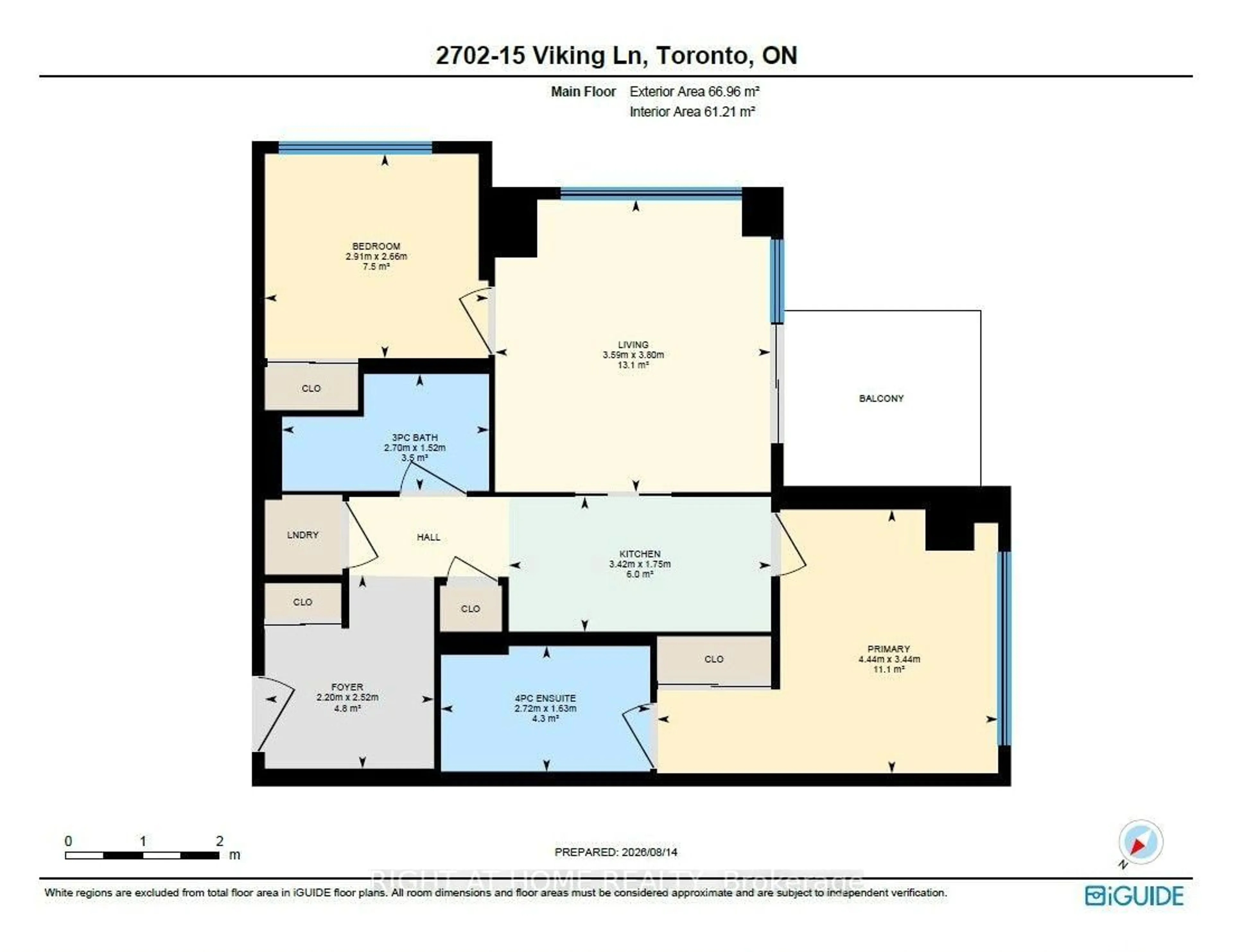 Floor plan for 2702-15 Viking Lane, Toronto Ontario M9B 0A4