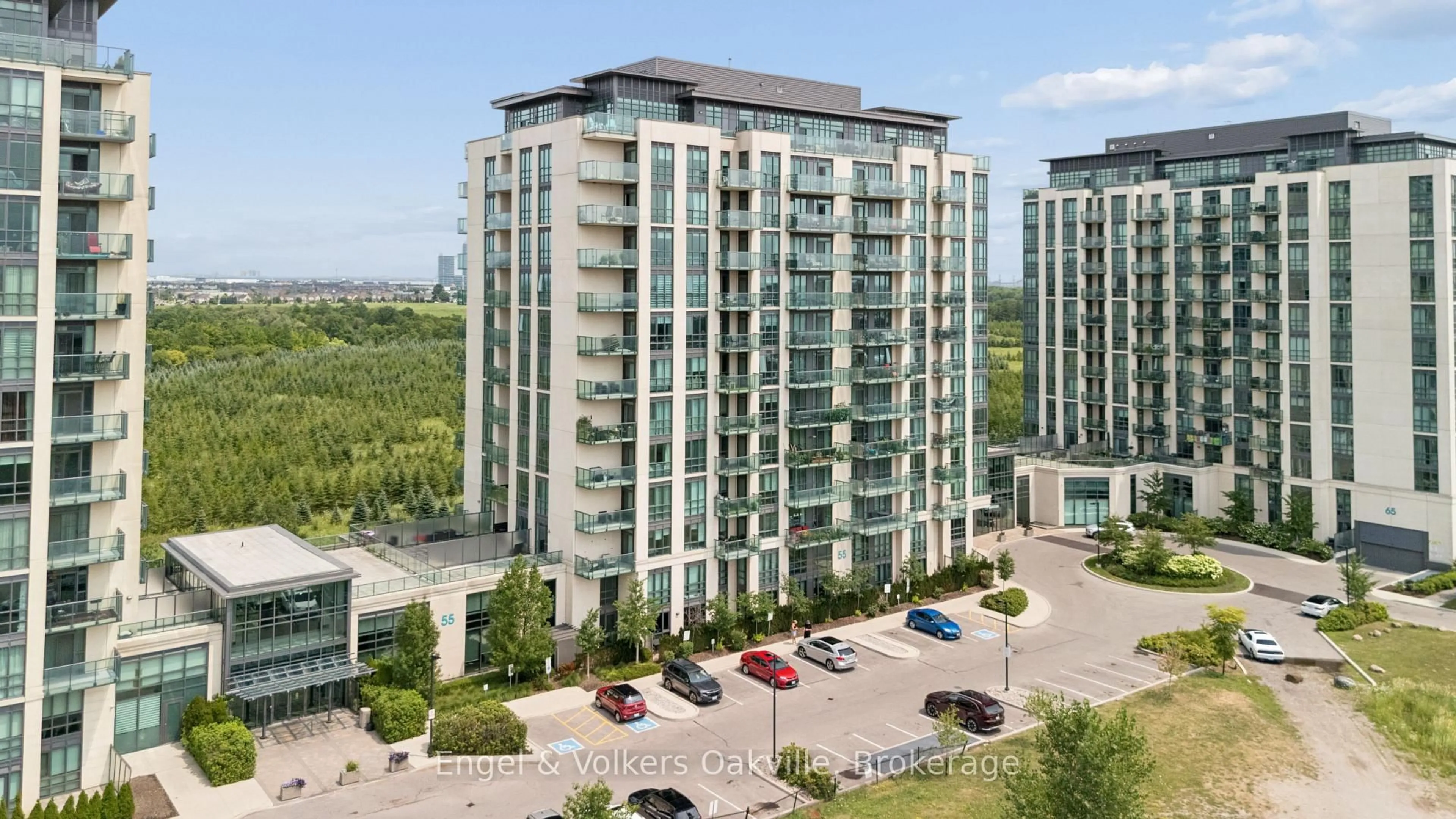 A pic from outside/outdoor area/front of a property/back of a property/a pic from drone, city buildings view from balcony for 55 Yorkland Blvd #1204, Brampton Ontario L6P 4K9