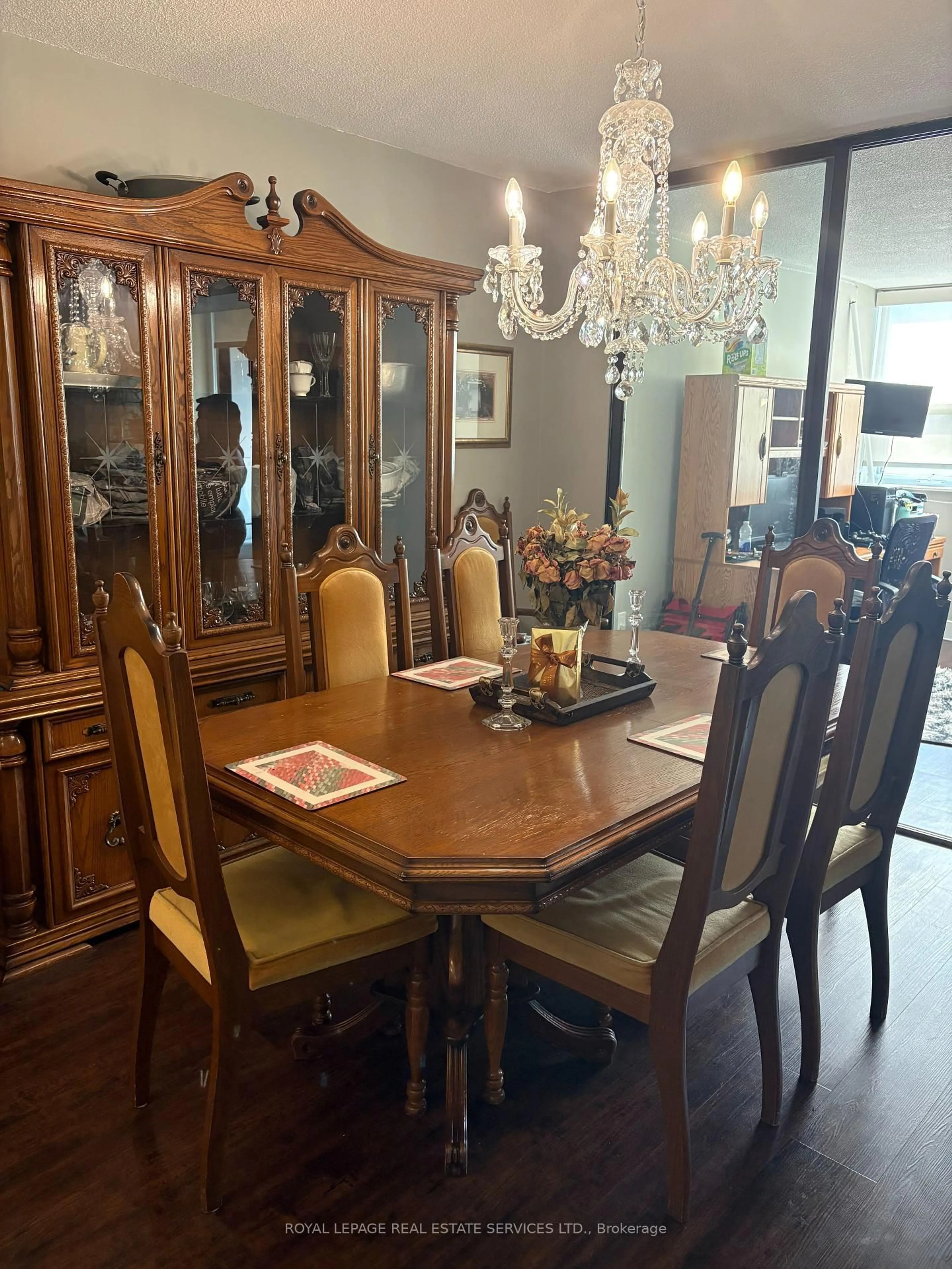 Dining room, wood/laminate floor for 75 Emmett Ave #307, Toronto Ontario M6M 5A7