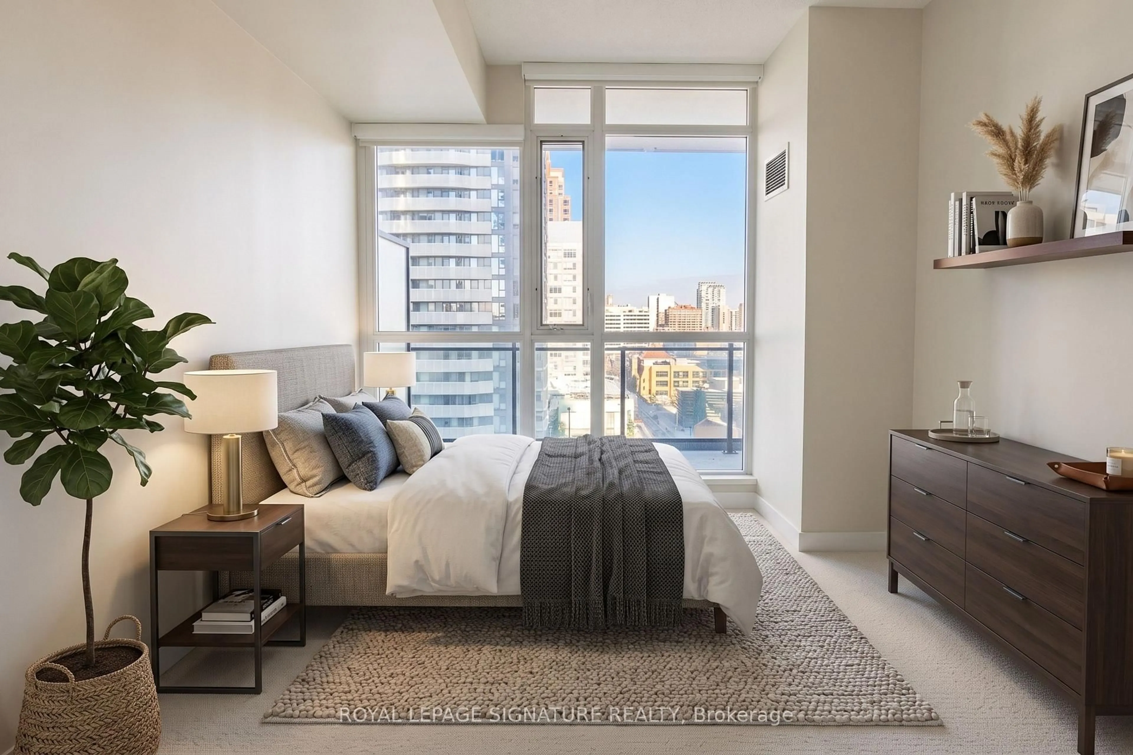 Bedroom with bed, carpet floor for 4065 Brickstone Mews #1201, Mississauga Ontario L5B 0G3