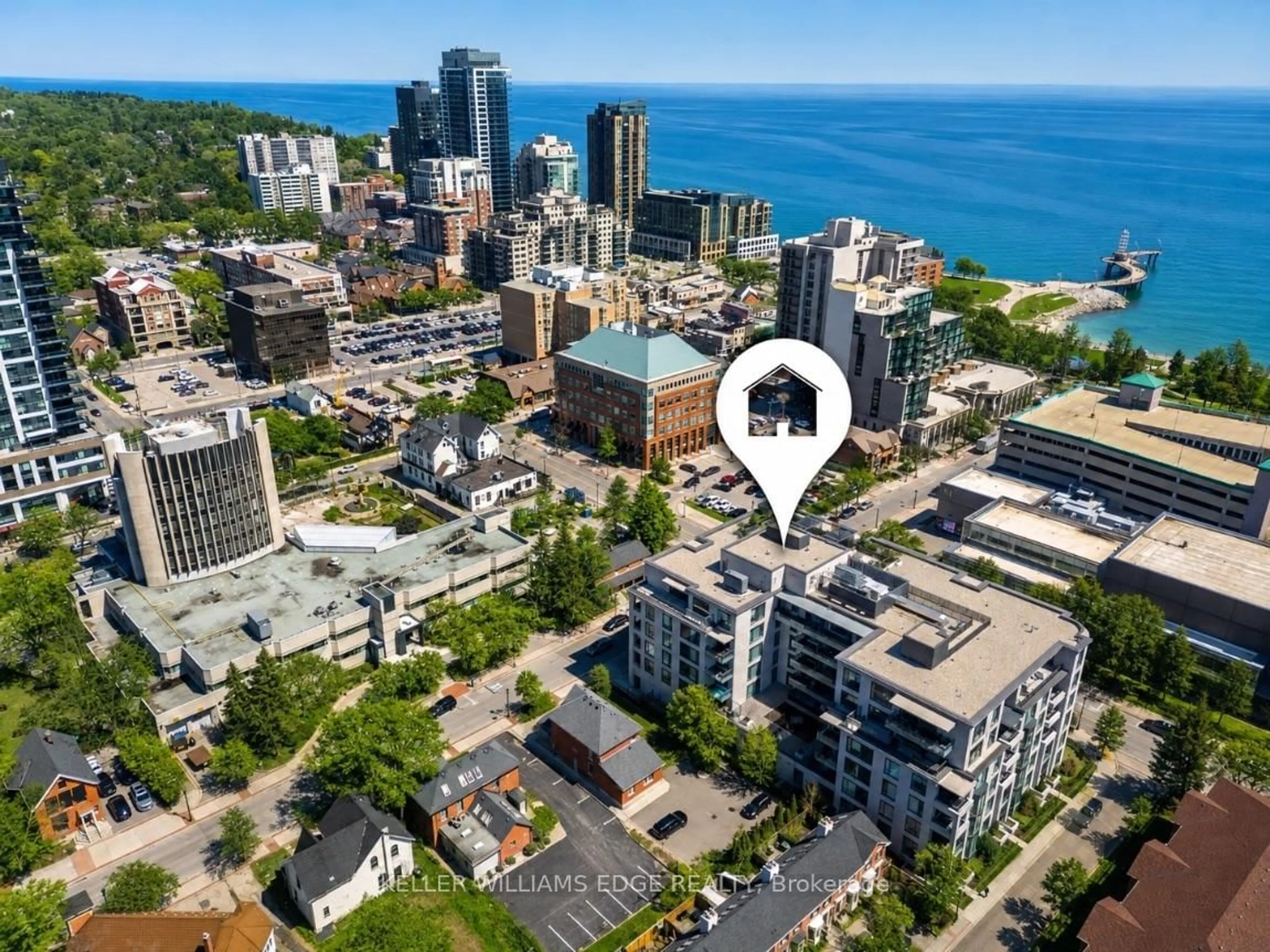 A pic from outside/outdoor area/front of a property/back of a property/a pic from drone, city buildings view from balcony for 1441 Elgin St #510, Burlington Ontario L7S 1E6