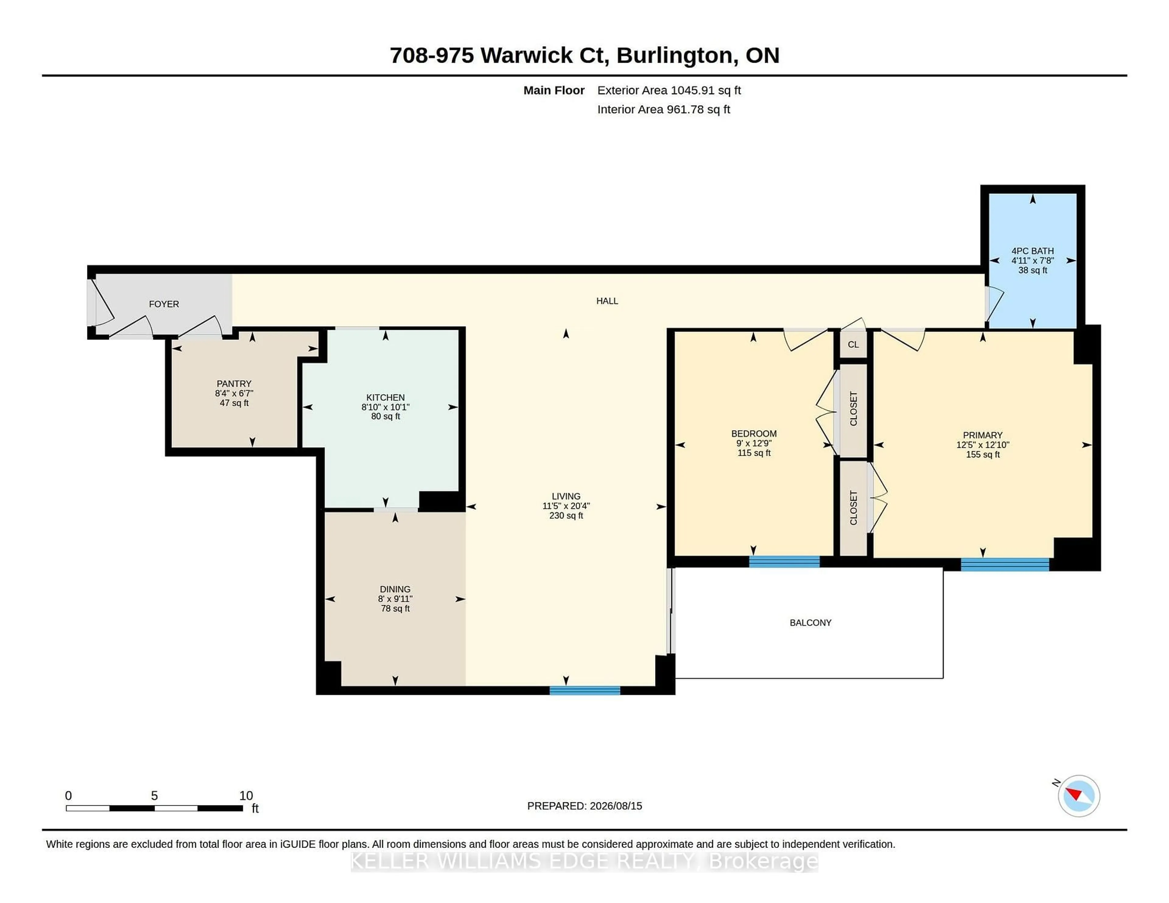 Floor plan for 975 Warwick Crt #708, Burlington Ontario L7T 3Z7