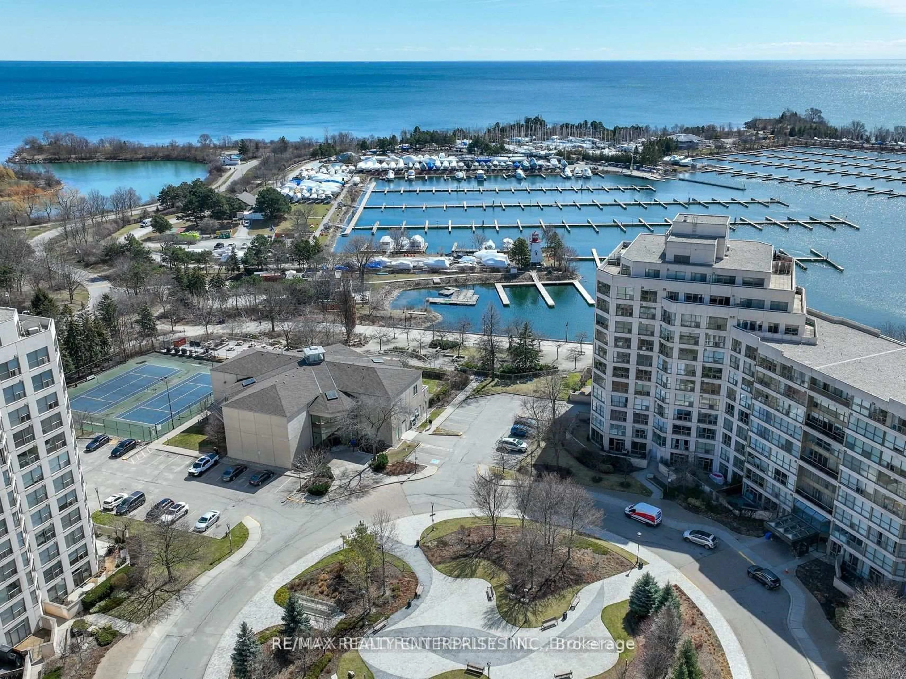 A pic from outside/outdoor area/front of a property/back of a property/a pic from drone, water/lake/river/ocean view for 2261 Lake Shore Blvd #607, Toronto Ontario M8V 3X1