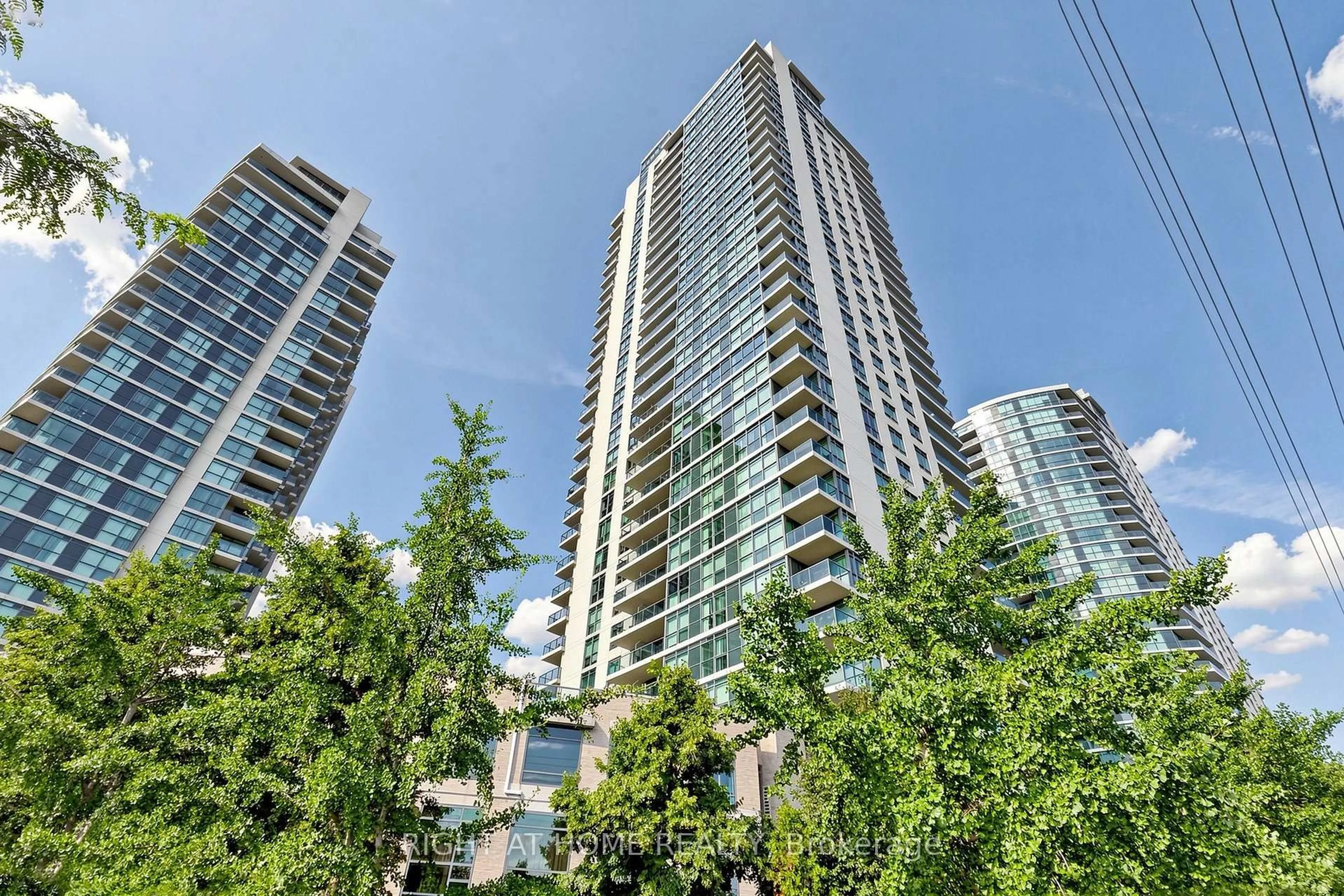 Patio, city buildings view from balcony for 225 Sherway Gardens Rd #109, Toronto Ontario M9C 0A3