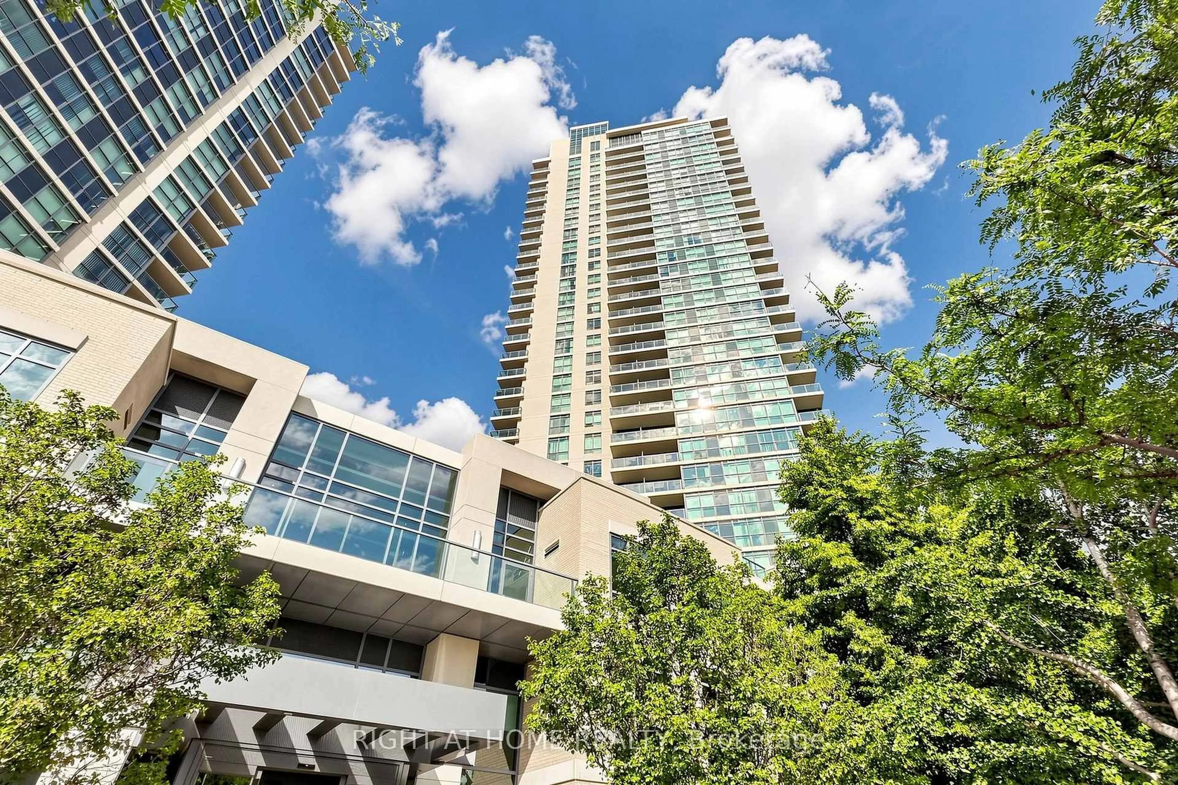 Patio, city buildings view from balcony for 225 Sherway Gardens Rd #109, Toronto Ontario M9C 0A3