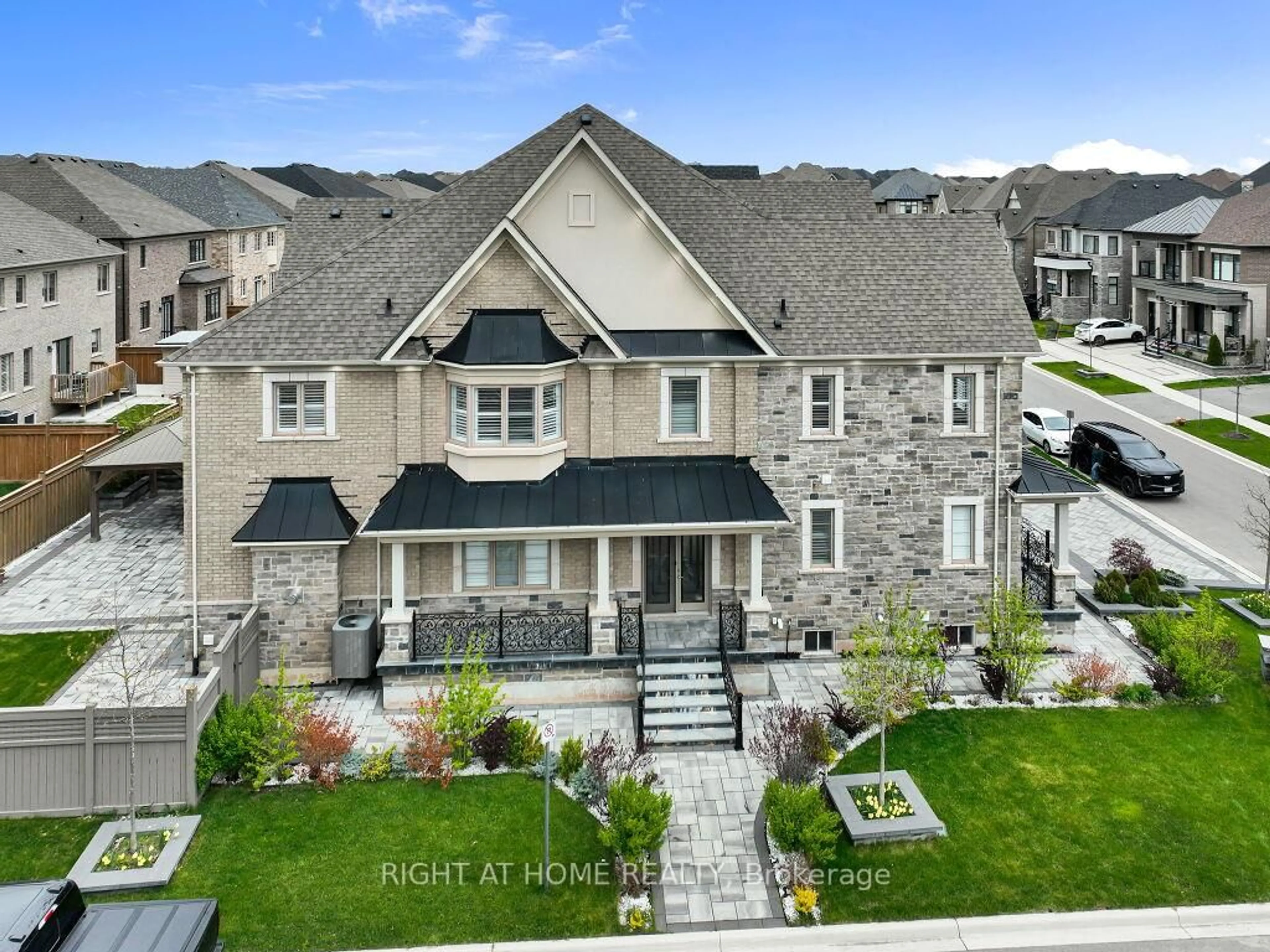 A pic from outside/outdoor area/front of a property/back of a property/a pic from drone, mountain view for 12 Hackwood Hts, Brampton Ontario L6X 5R2