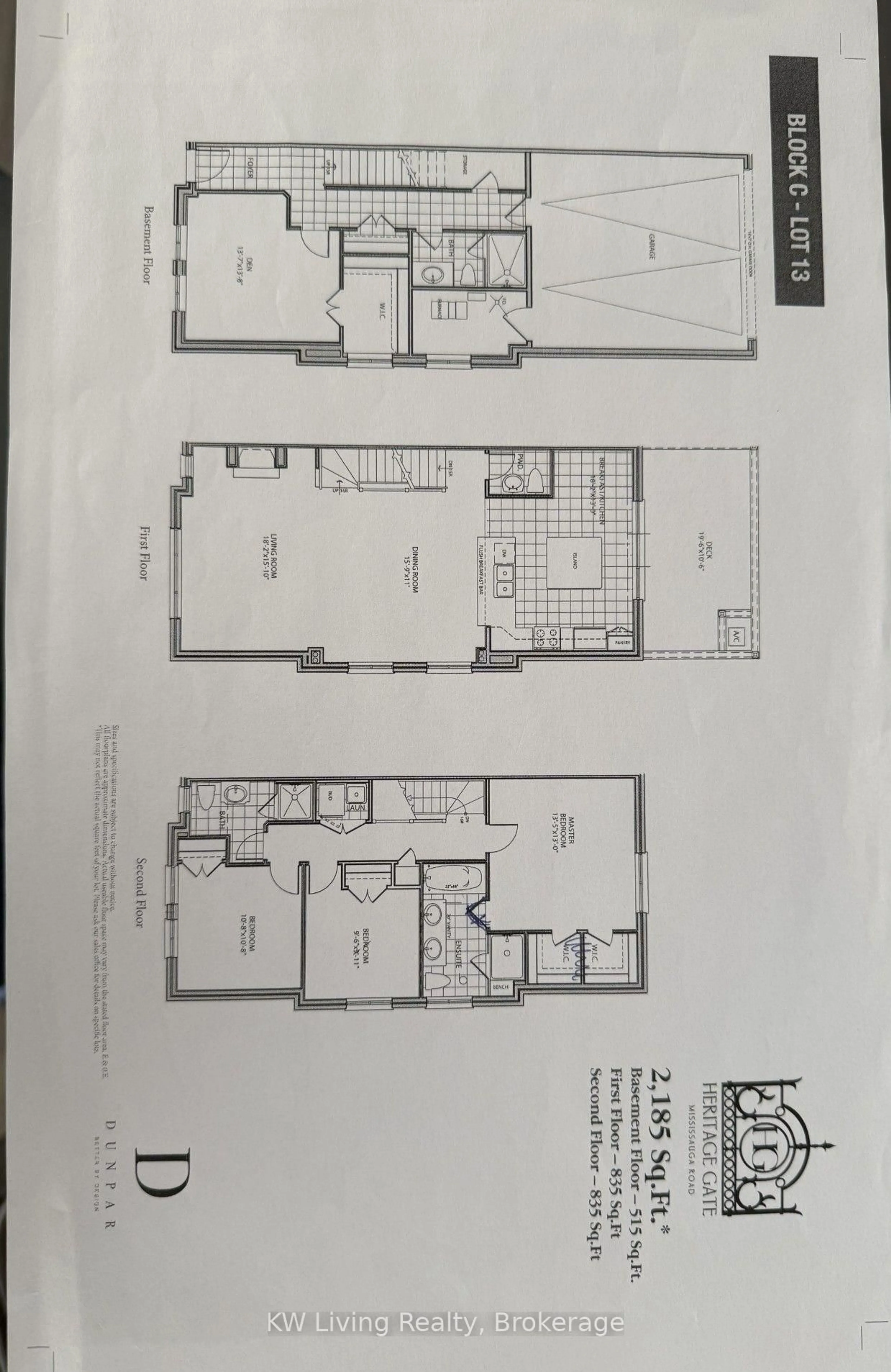 Floor plan for 2005 Queensborough Gate #Lot 13, Mississauga Ontario L5M 0Y1
