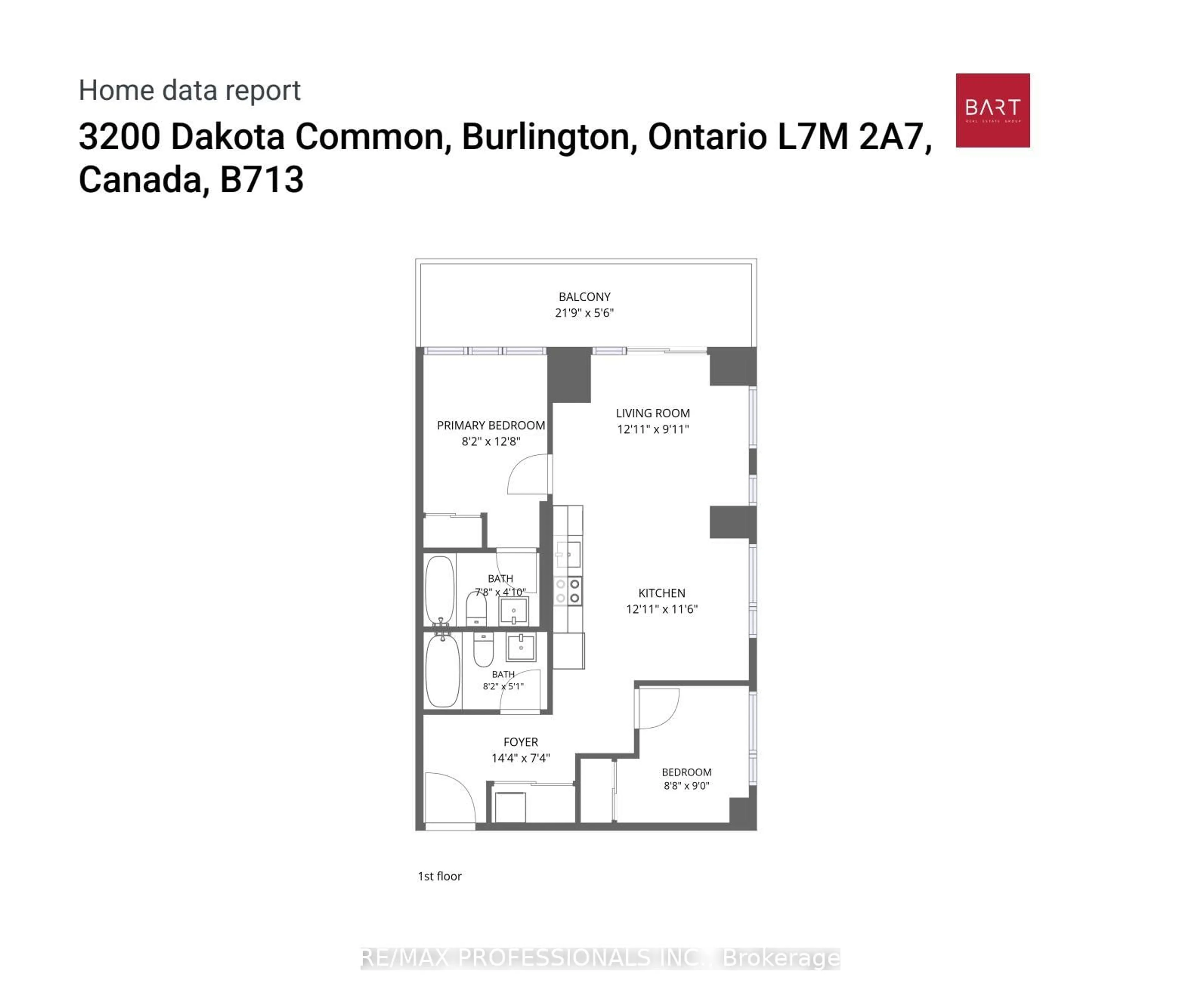 Floor plan for 3200 Dakota Common #B713, Burlington Ontario L7M 2A7
