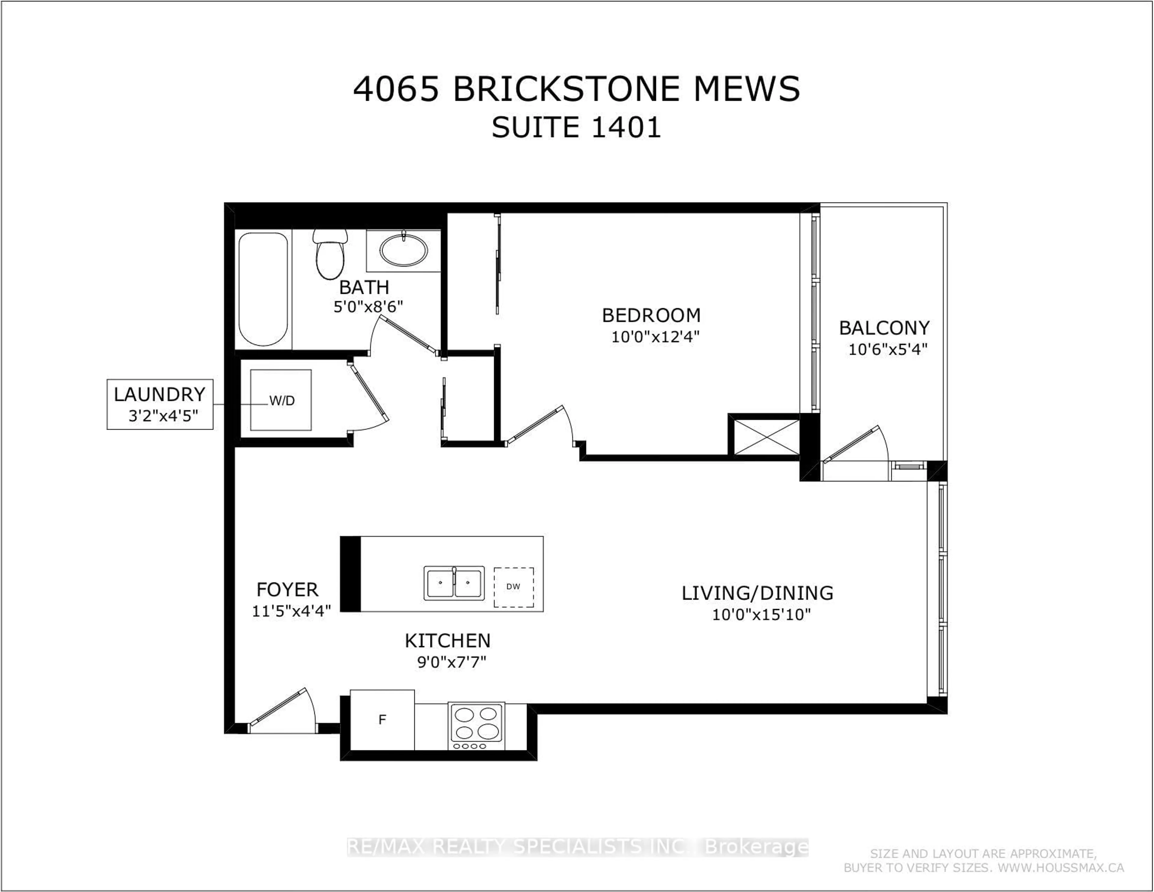 Floor plan for 4065 Brickstone Mews #1401, Mississauga Ontario L5B 0G3