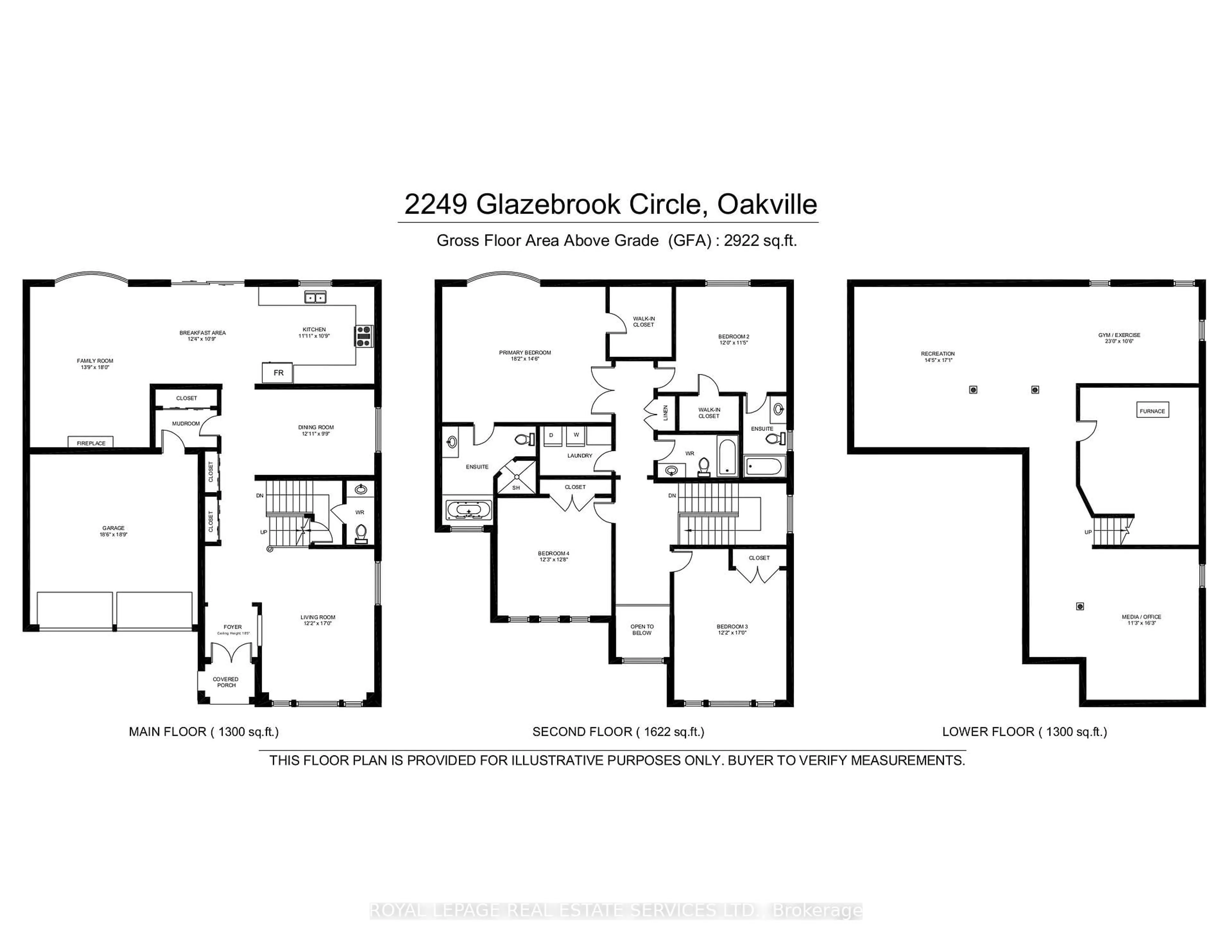 Floor plan for 2249 Glazebrook Circ, Oakville Ontario L6M 5B5
