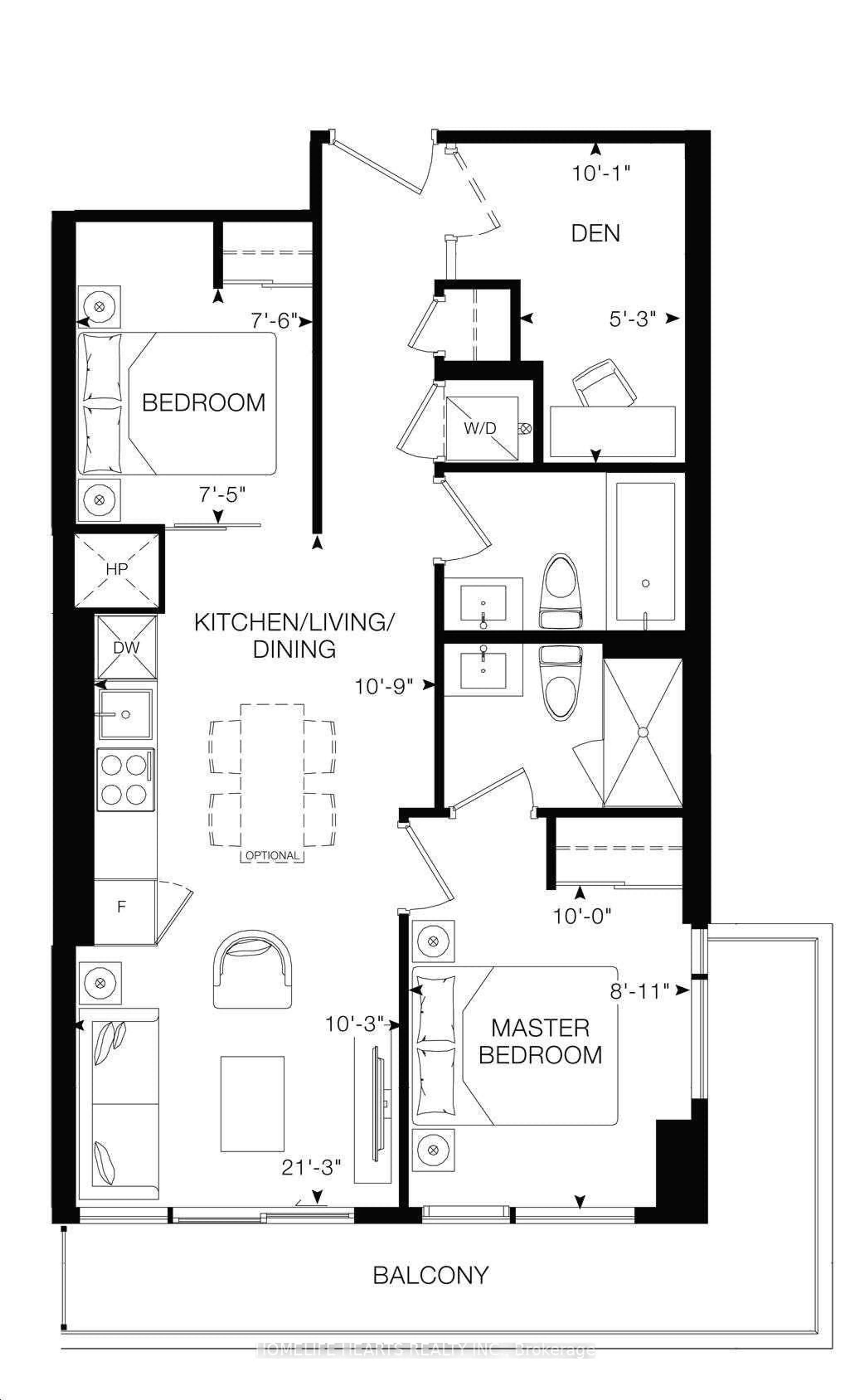Floor plan for 86 Dundas St #421, Mississauga Ontario L5A 1W4