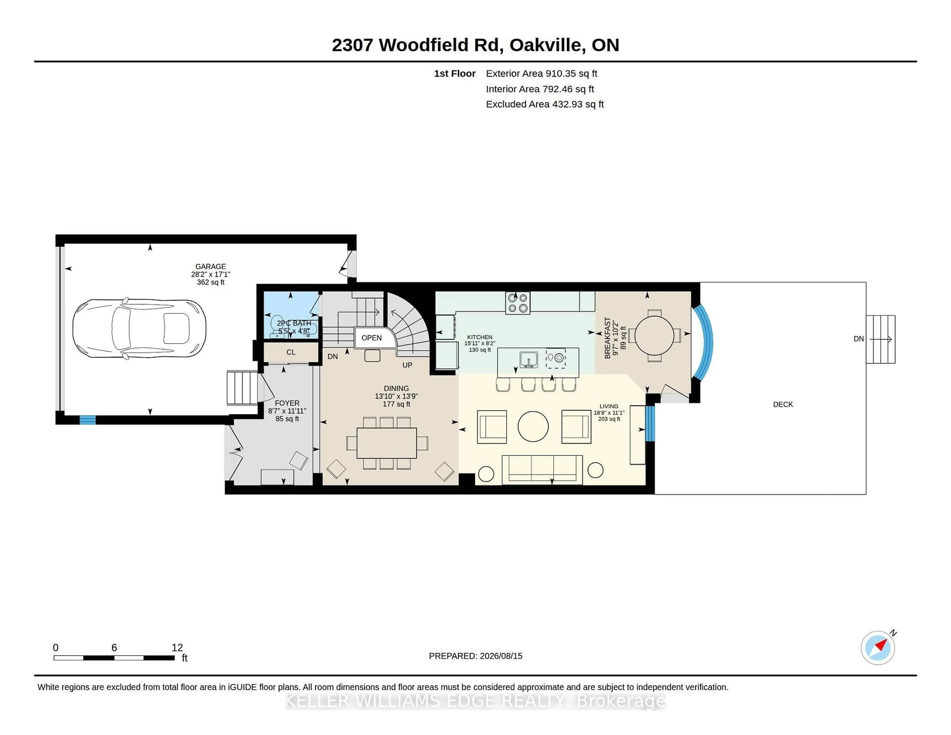 Floor plan for 2307 Woodfield Rd, Oakville Ontario L6H 6Y7