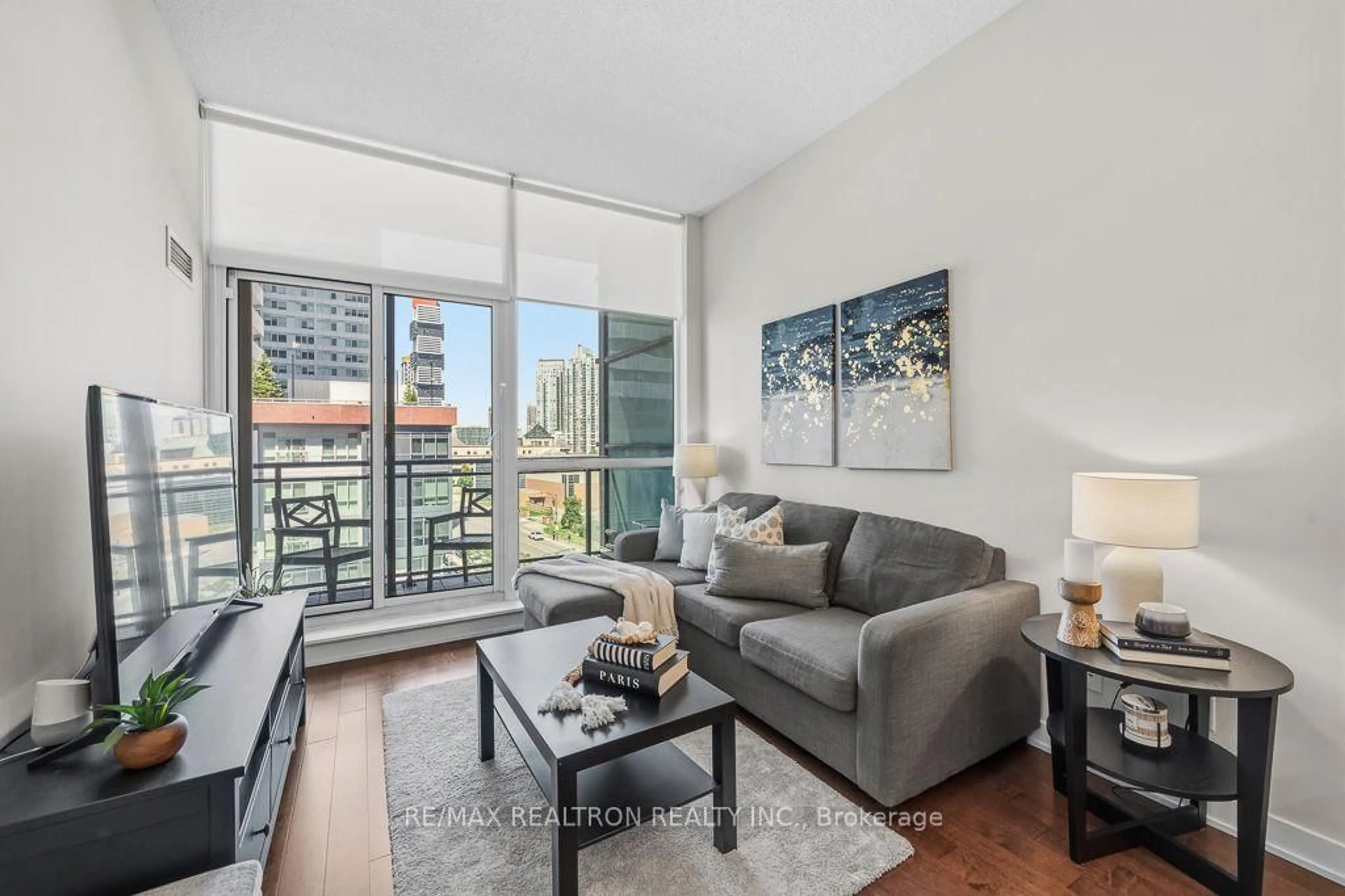 Living room with furniture, unknown for 4070 Confederation Pkwy #506, Mississauga Ontario L5B 0E9