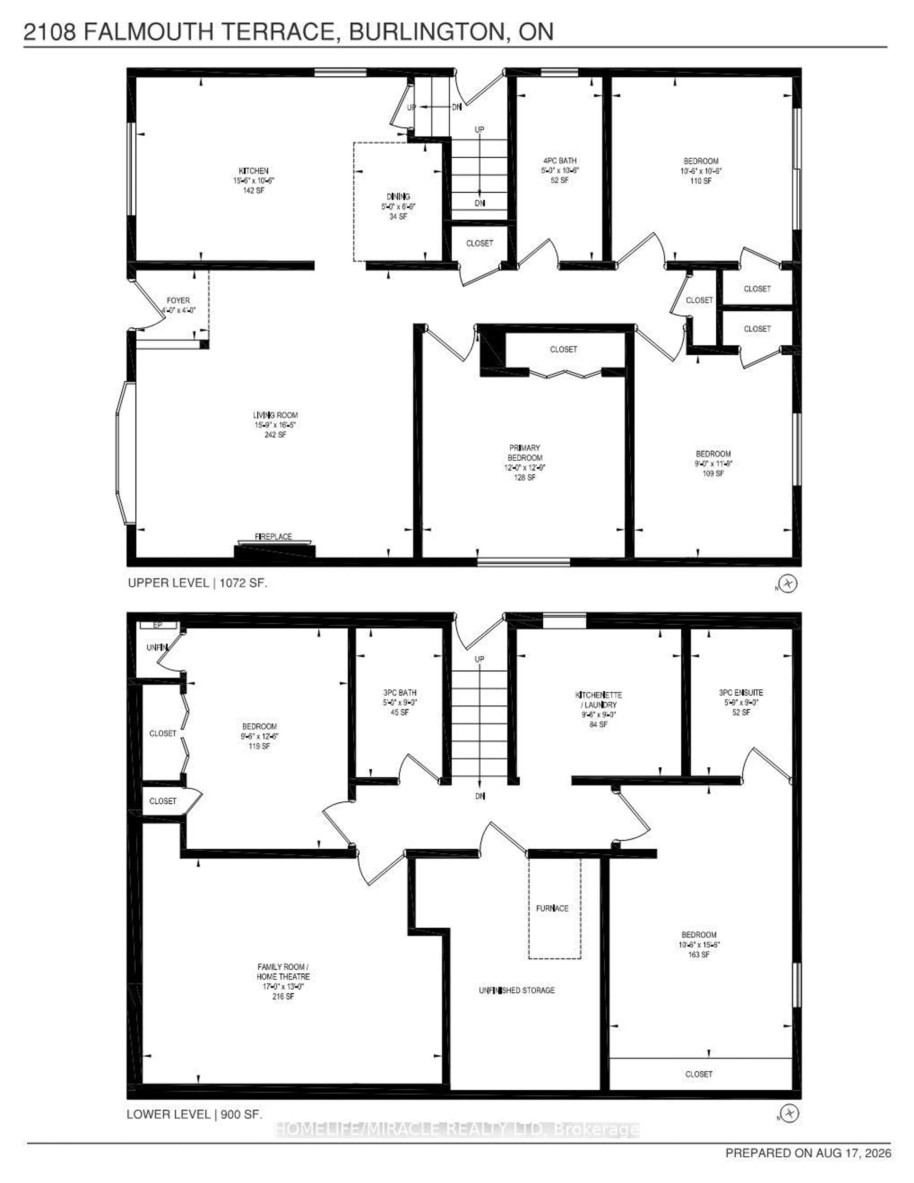 Floor plan for 2108 Falmouth Terr, Burlington Ontario L7P 1X9