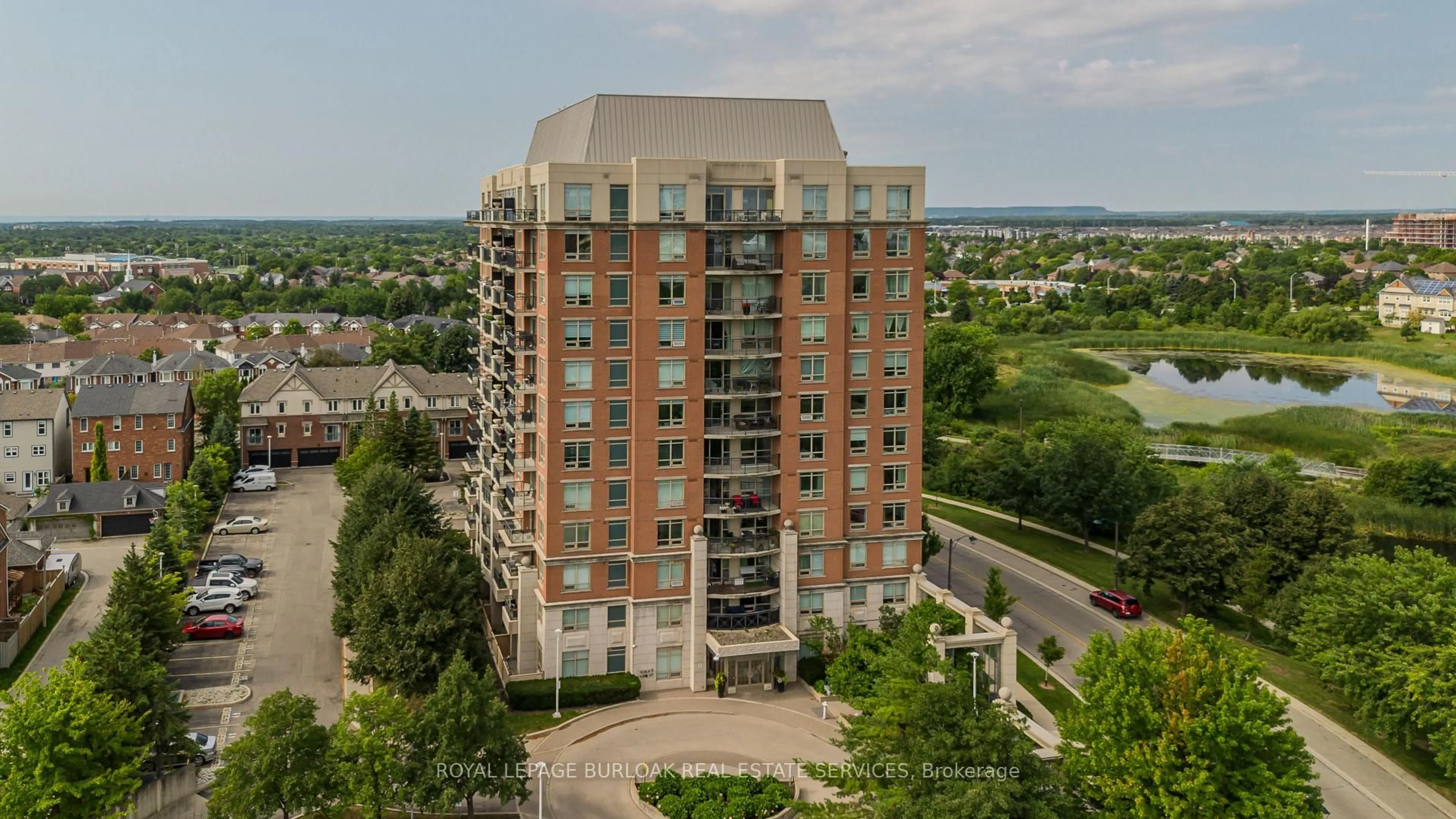 A pic from outside/outdoor area/front of a property/back of a property/a pic from drone, city buildings view from balcony for 2325 Central Park Dr #709, Oakville Ontario L6H 0E2