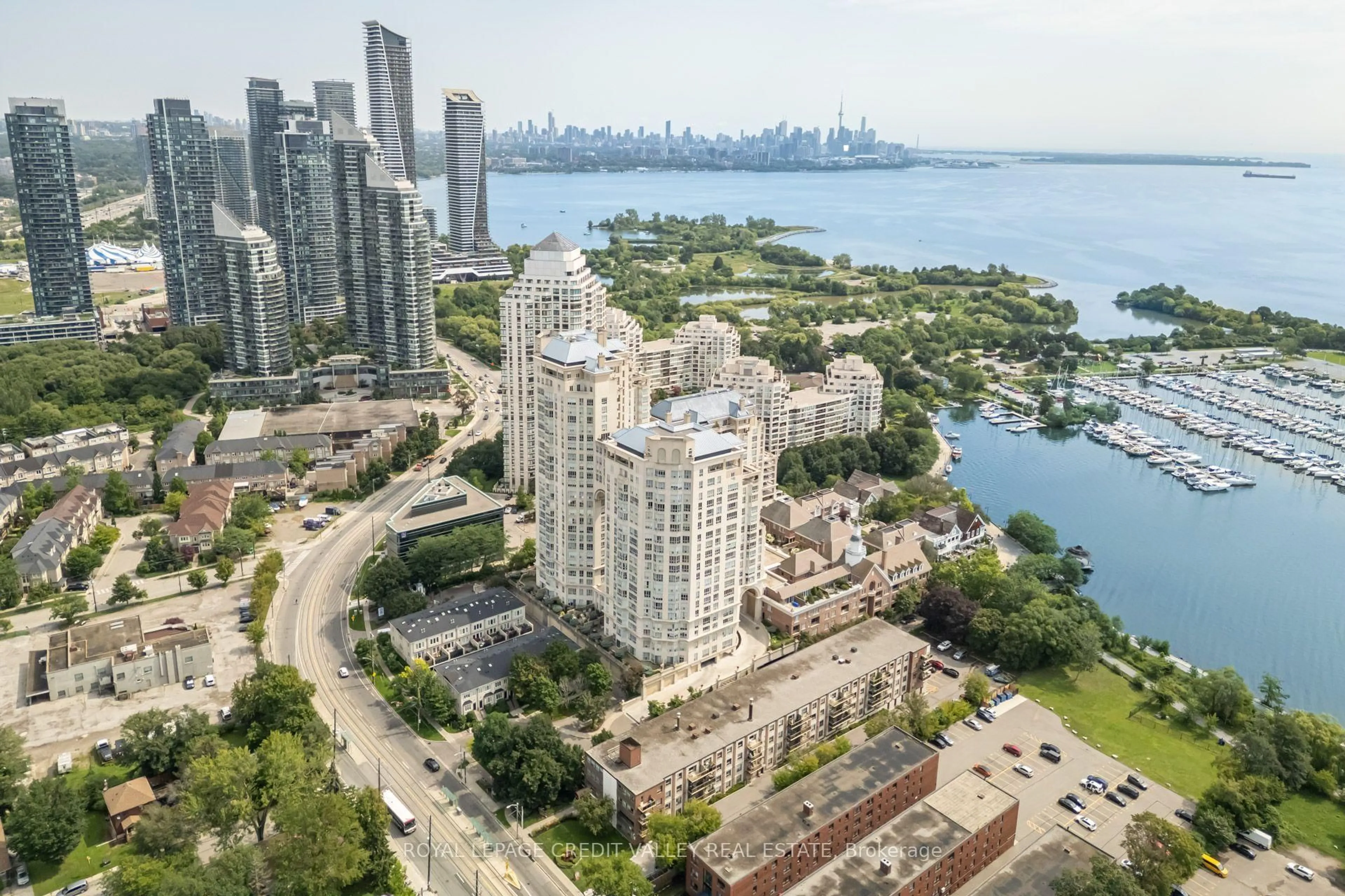 A pic from outside/outdoor area/front of a property/back of a property/a pic from drone, water/lake/river/ocean view for 2287 Lake Shore Blvd #501, Toronto Ontario M8V 3Y1