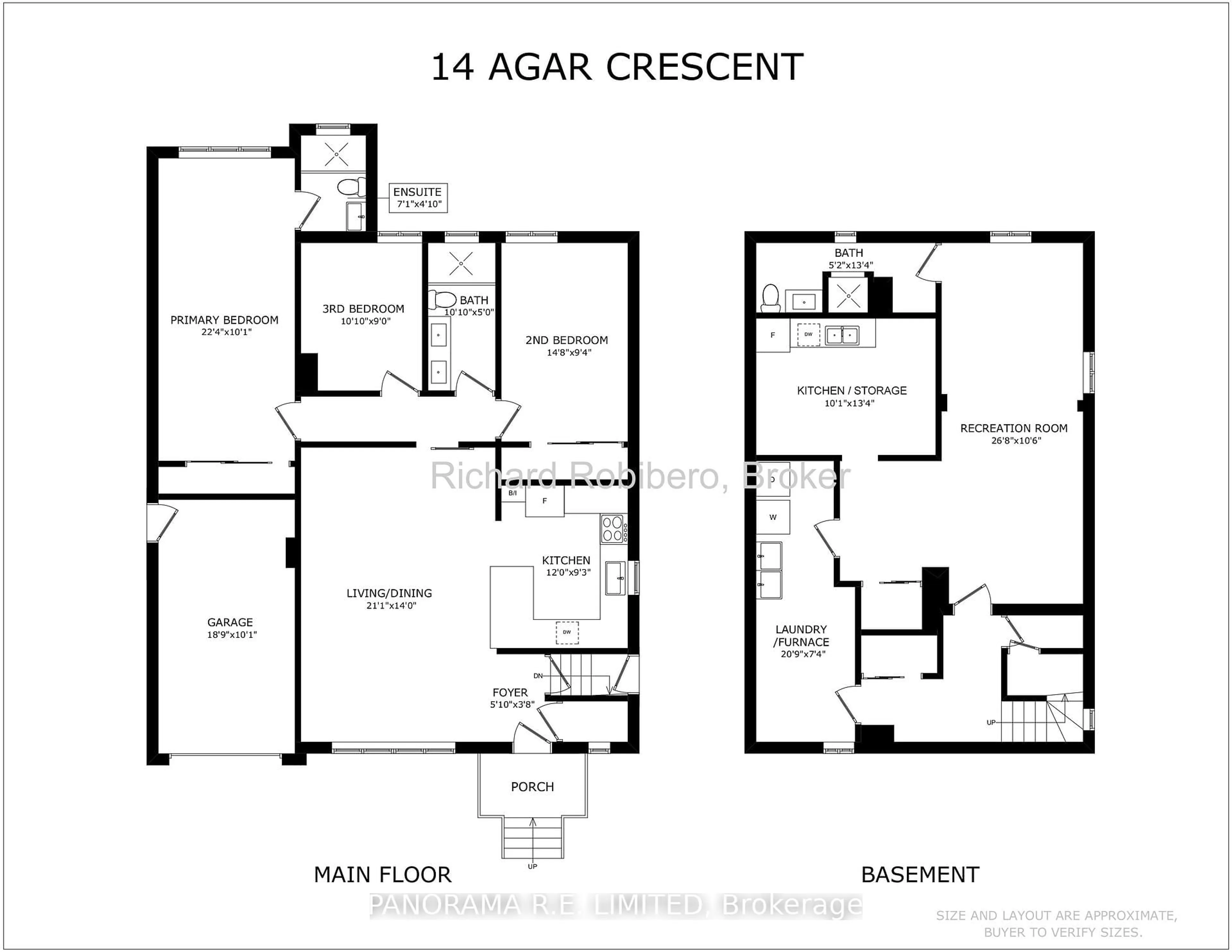 Floor plan for 14 Agar Cres, Toronto Ontario M9B 5A5