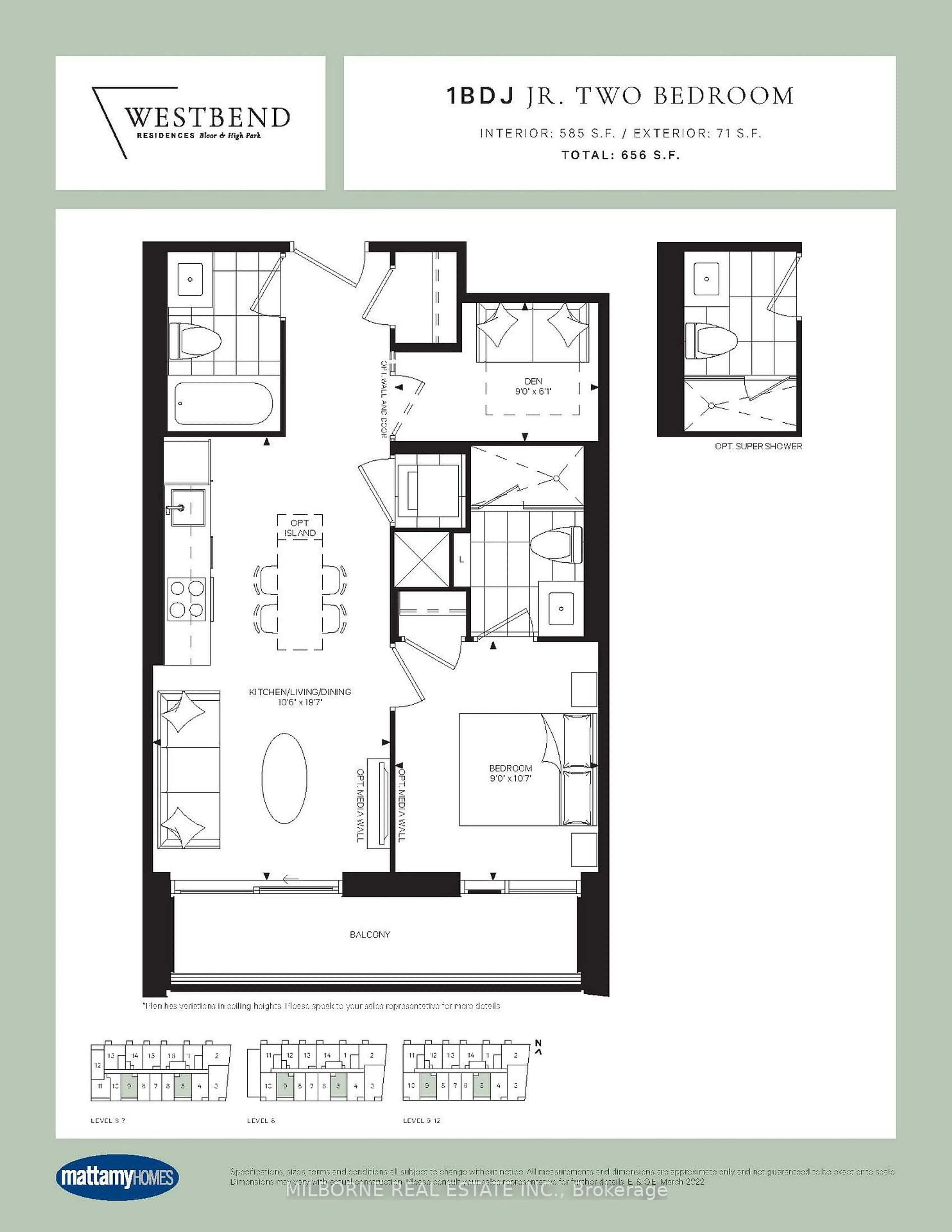 Floor plan for 1660 Bloor St #909, Toronto Ontario M6P 1A8