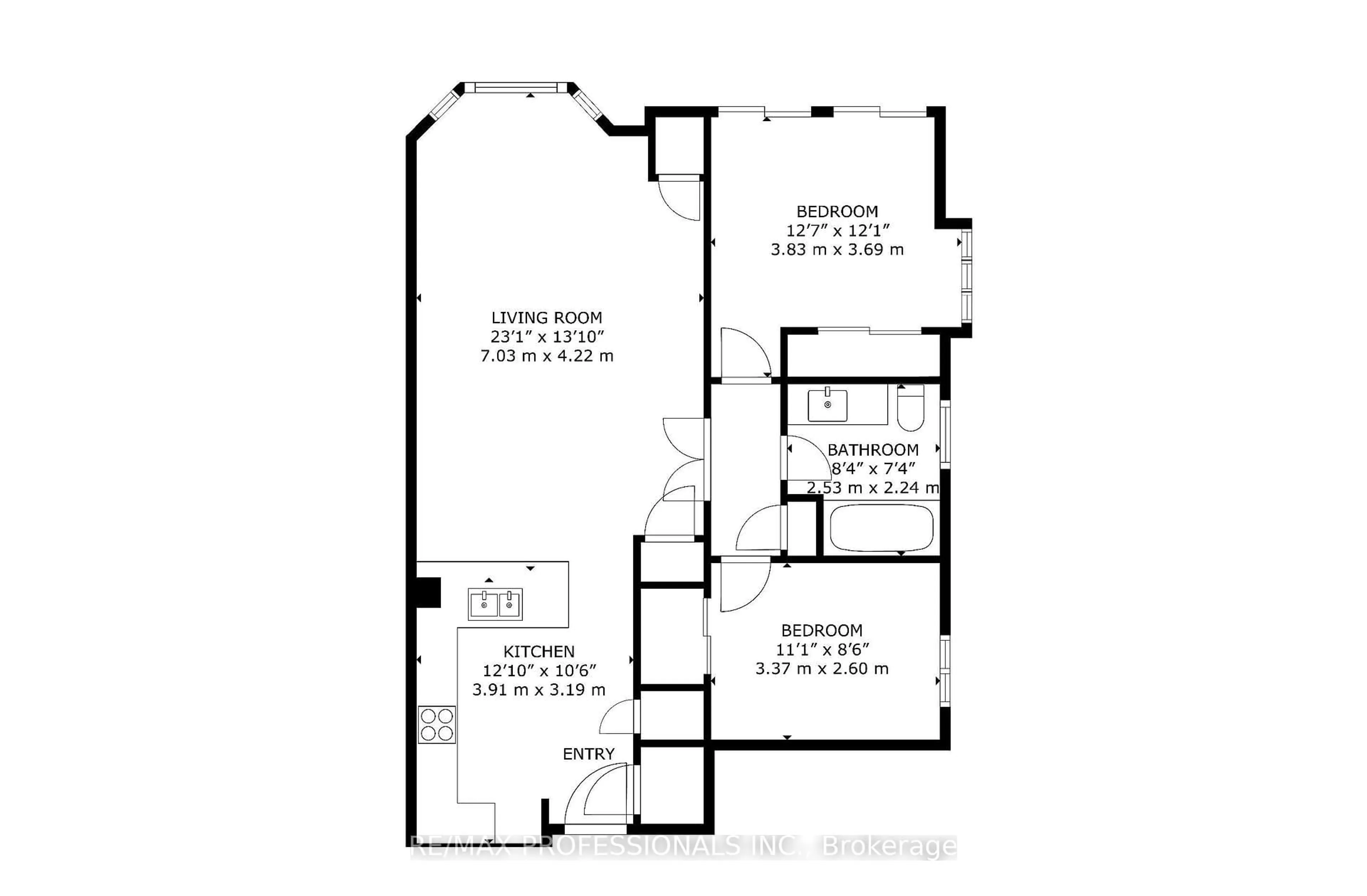 Floor plan for 3531 Lake Shore Blvd #206, Toronto Ontario M8W 1P4