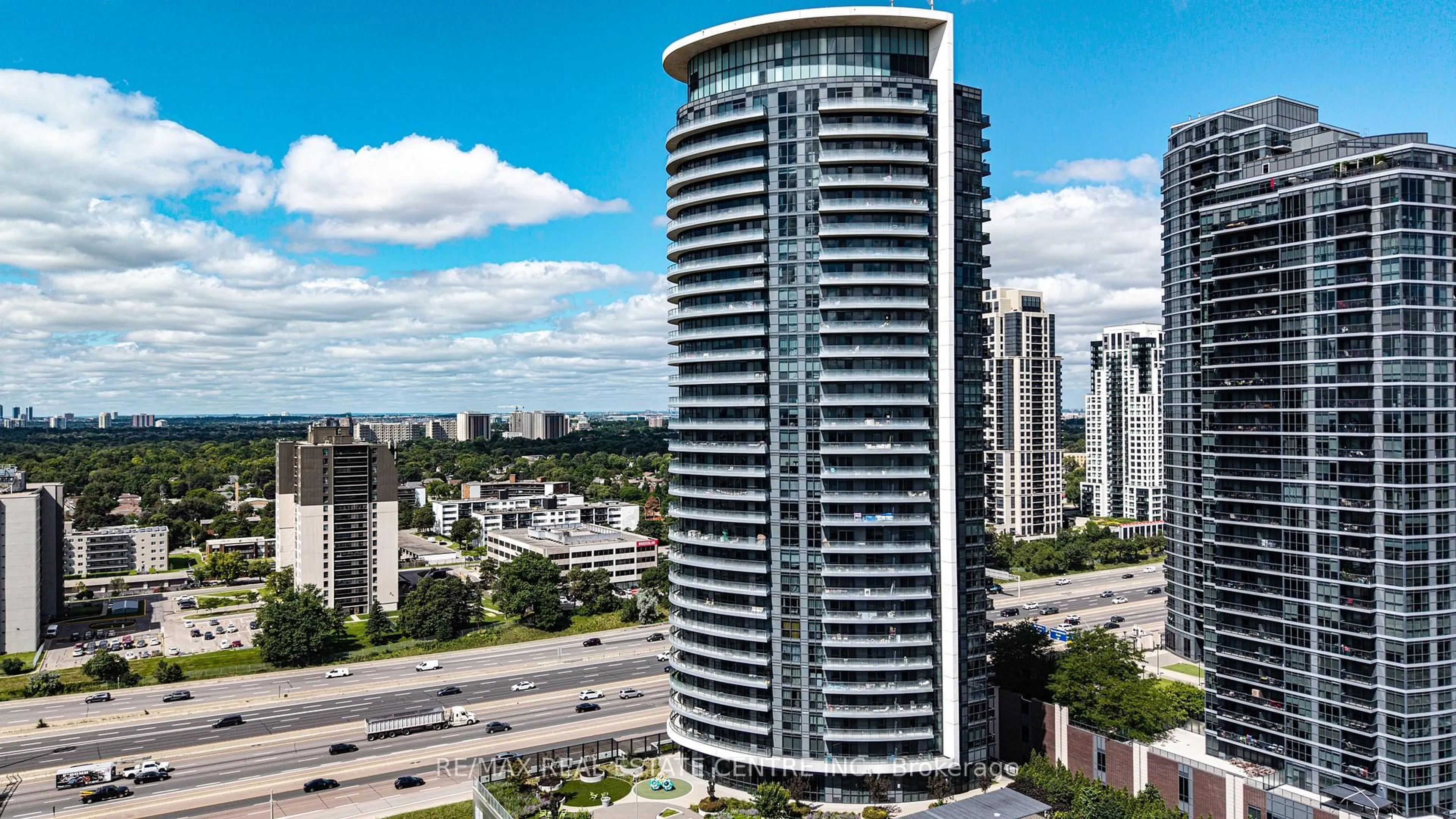A pic from outside/outdoor area/front of a property/back of a property/a pic from drone, city buildings view from balcony for 30 Gibbs Rd #2608, Toronto Ontario M9B 0E4