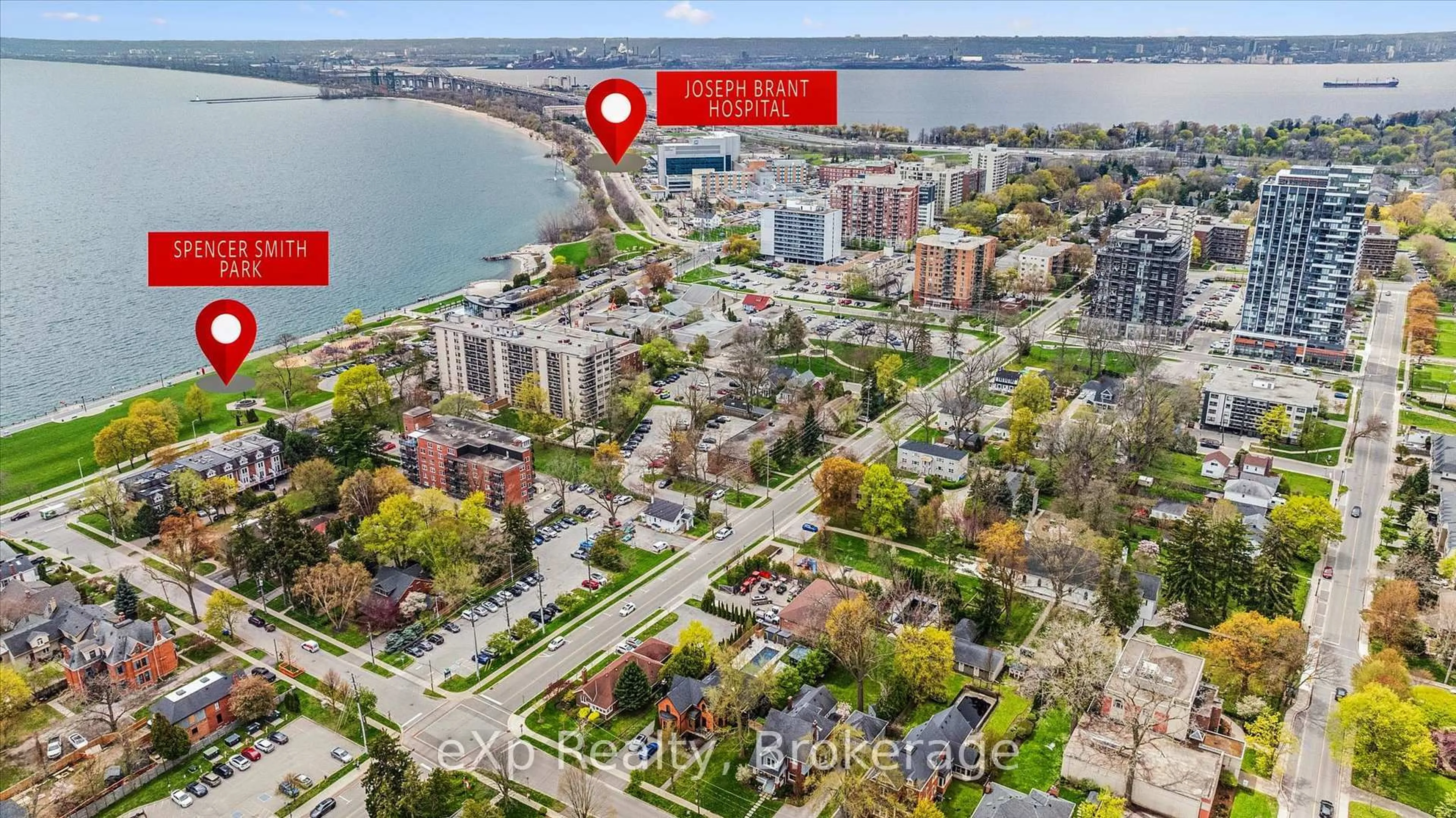 A pic from outside/outdoor area/front of a property/back of a property/a pic from drone, water/lake/river/ocean view for 1418 Ghent Ave, Burlington Ontario L7S 1W8