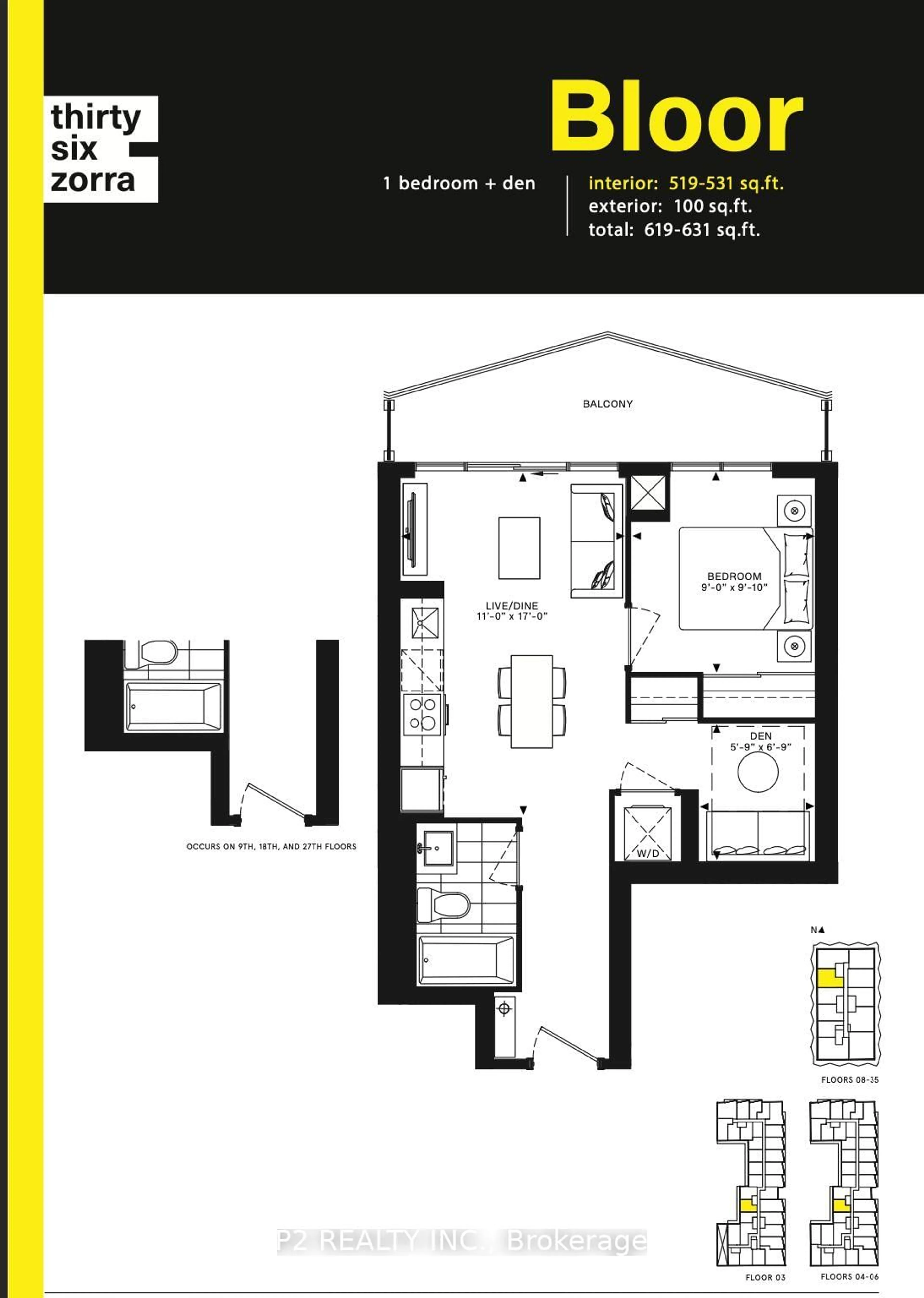 Floor plan for 36 Zorra St #3402, Toronto Ontario M8Z 0G5