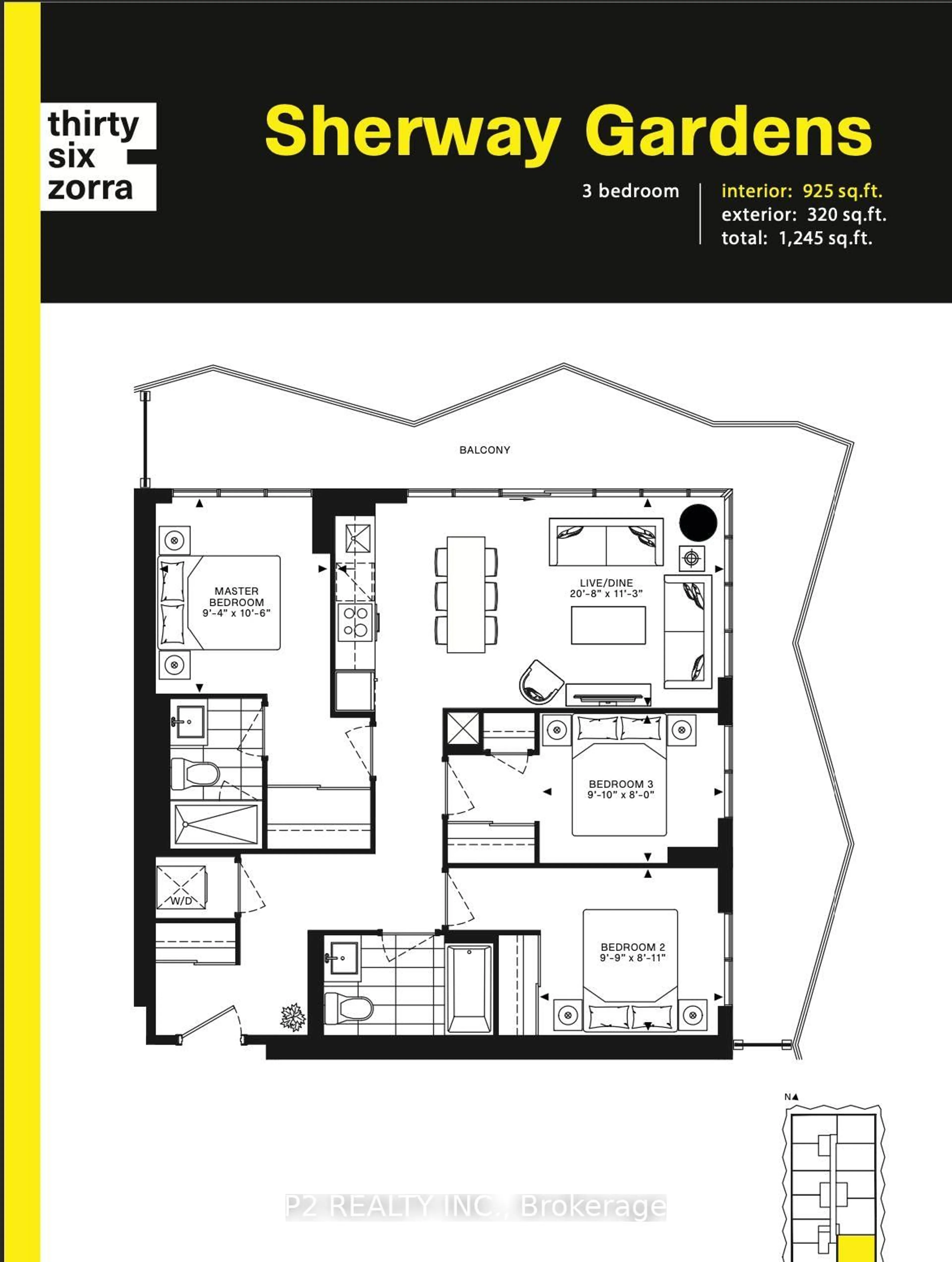 Floor plan for 36 Zorra St #3508, Toronto Ontario M8Z 0G5