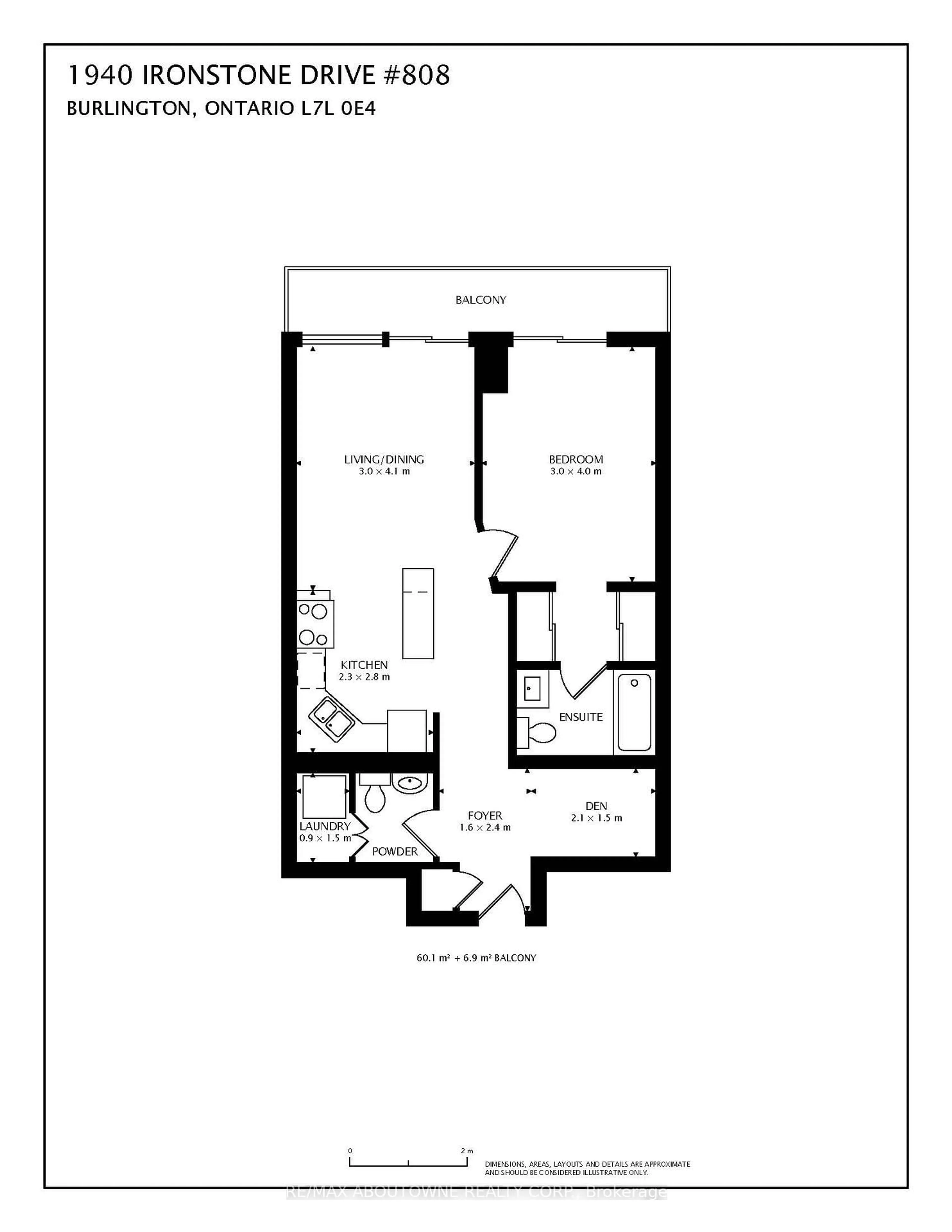 Floor plan for 1940 Ironstone Dr #808, Burlington Ontario L7L 0E4