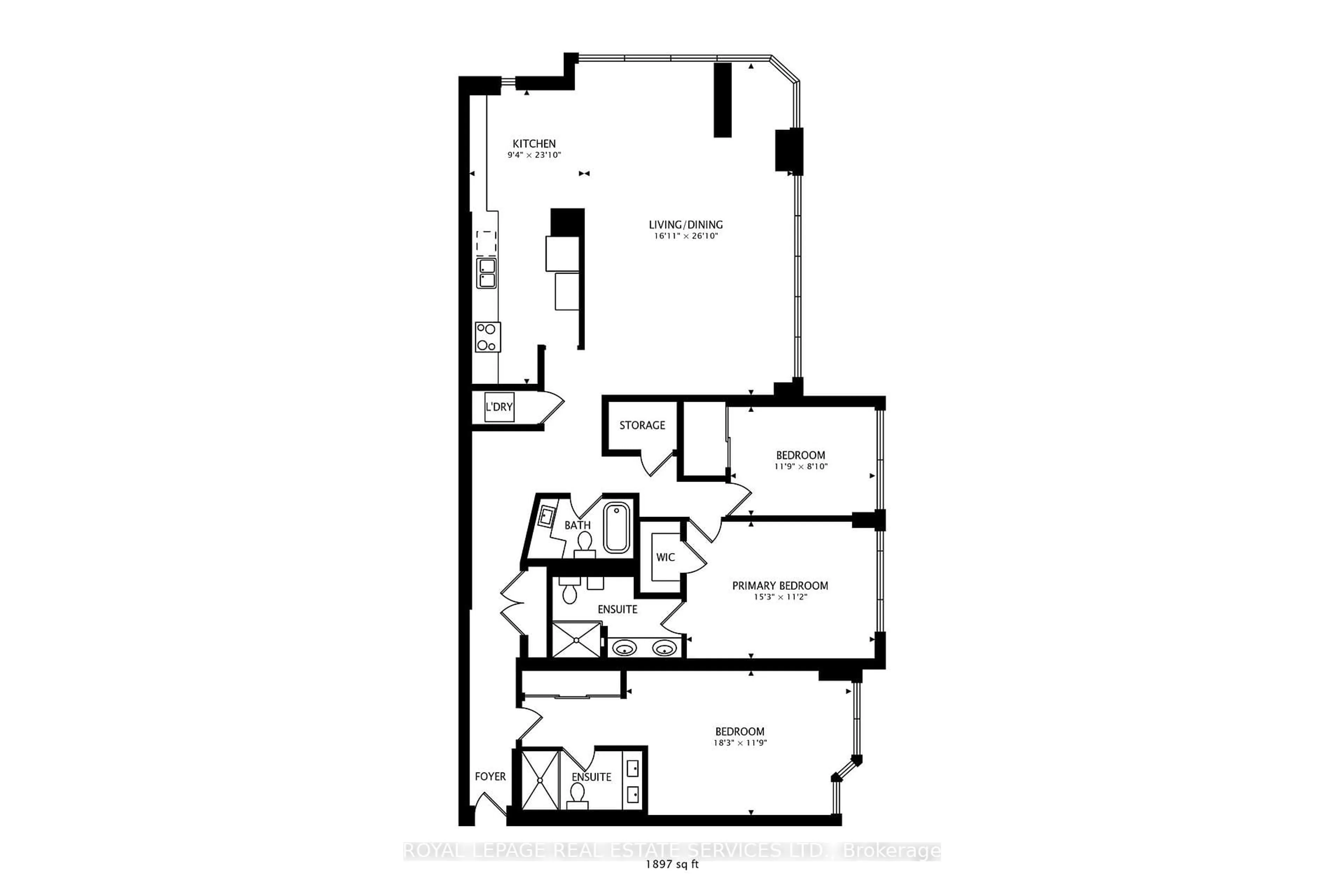 Floor plan for 2045 Lake Shore Blvd #1110, Toronto Ontario M8V 2Z6