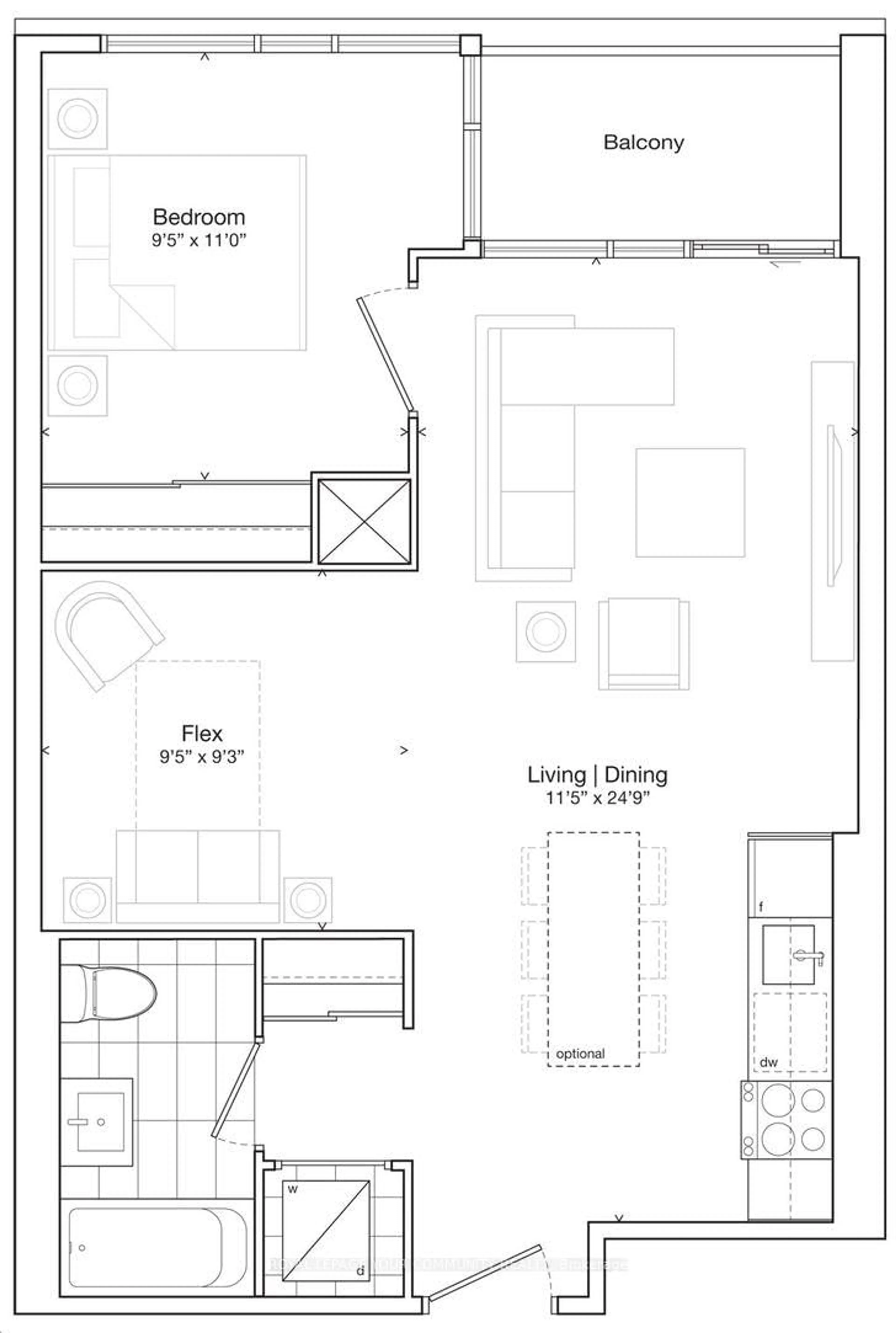 Floor plan for 859 The Queensway #207, Toronto Ontario M8Z 1N8
