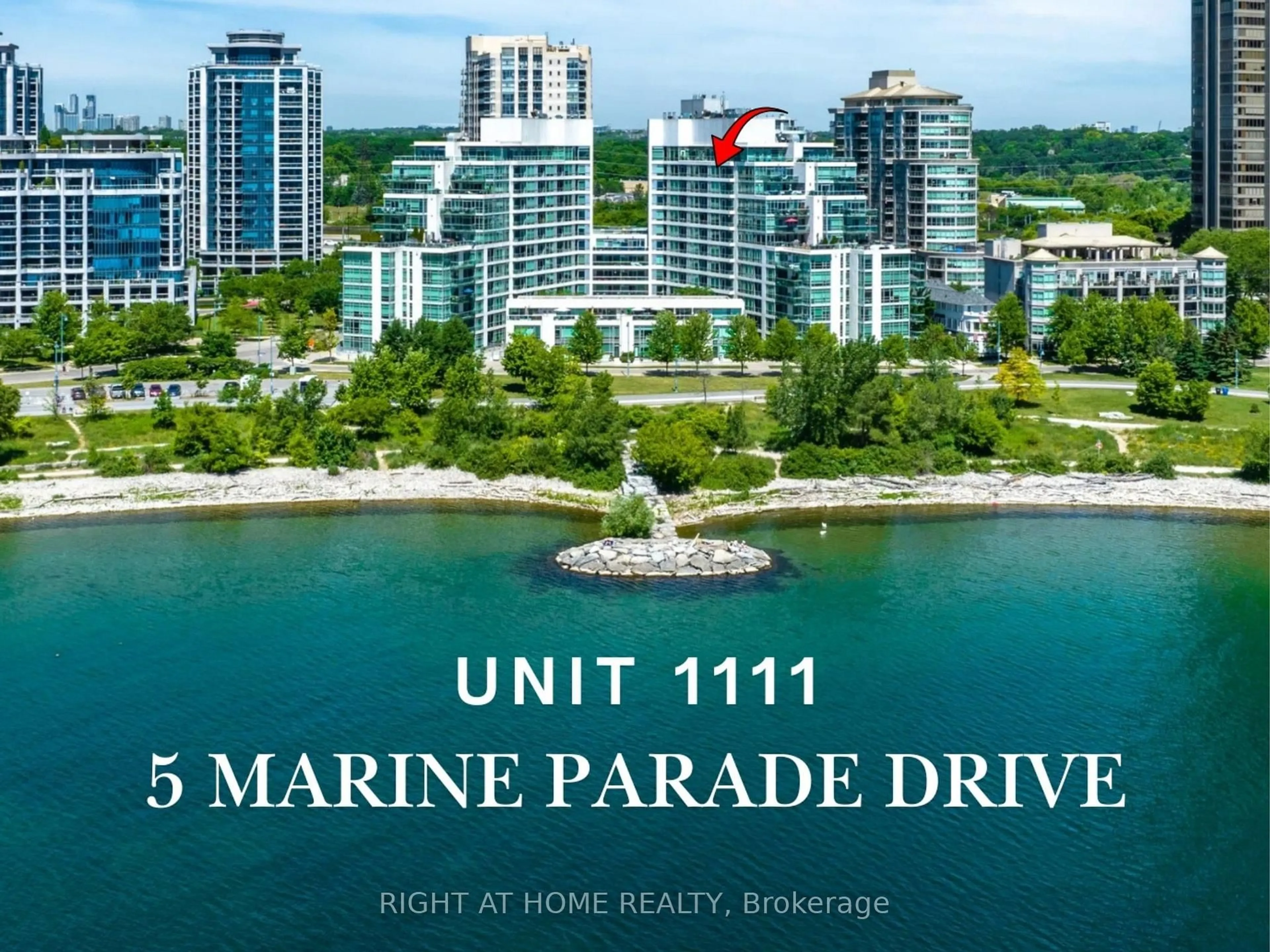 A pic from outside/outdoor area/front of a property/back of a property/a pic from drone, water/lake/river/ocean view for 5 Marine Parade Dr #1111, Toronto Ontario M8V 4B4