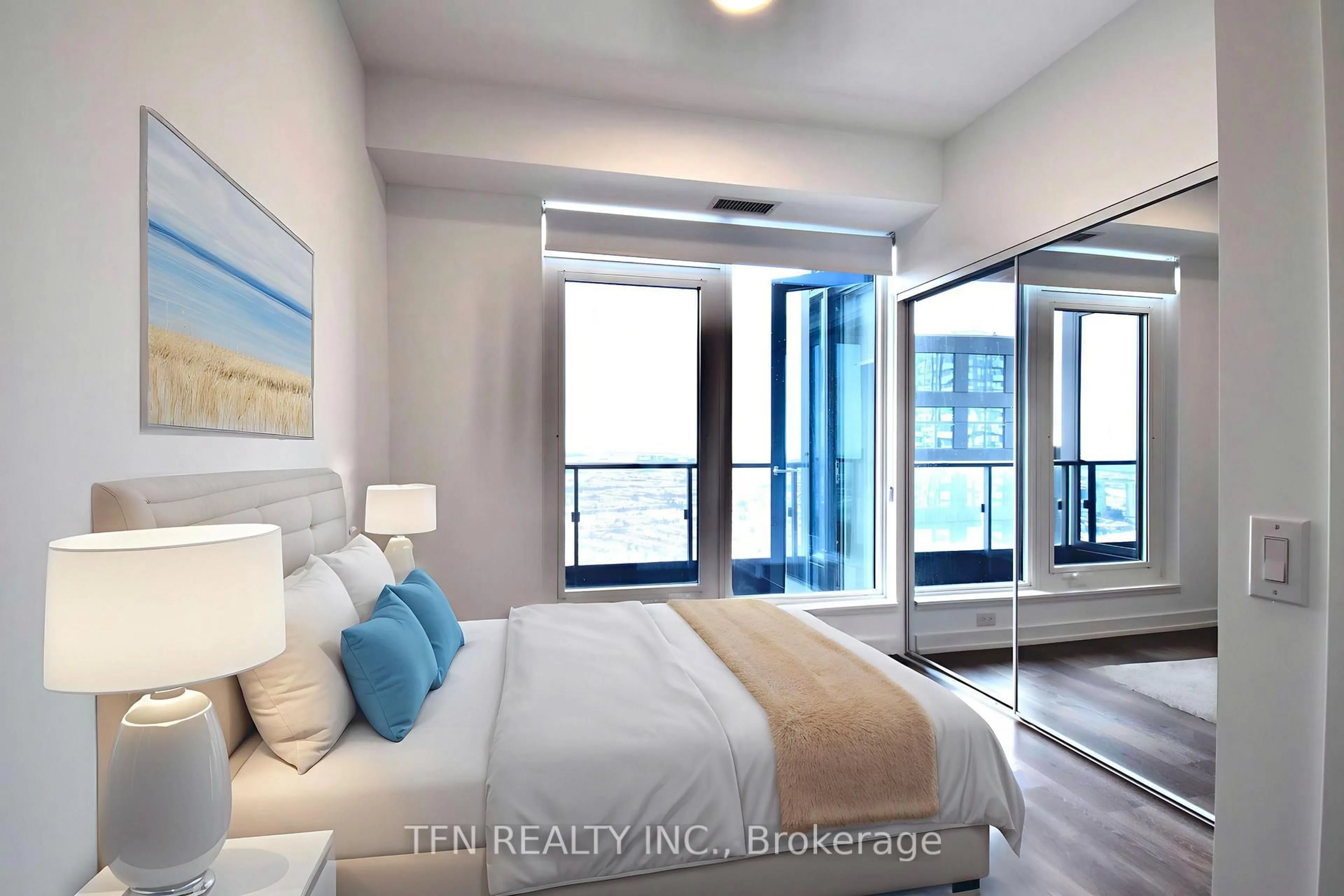 Bedroom with bed, unknown for 395 Square One Dr #3803, Mississauga Ontario L5B 0P6