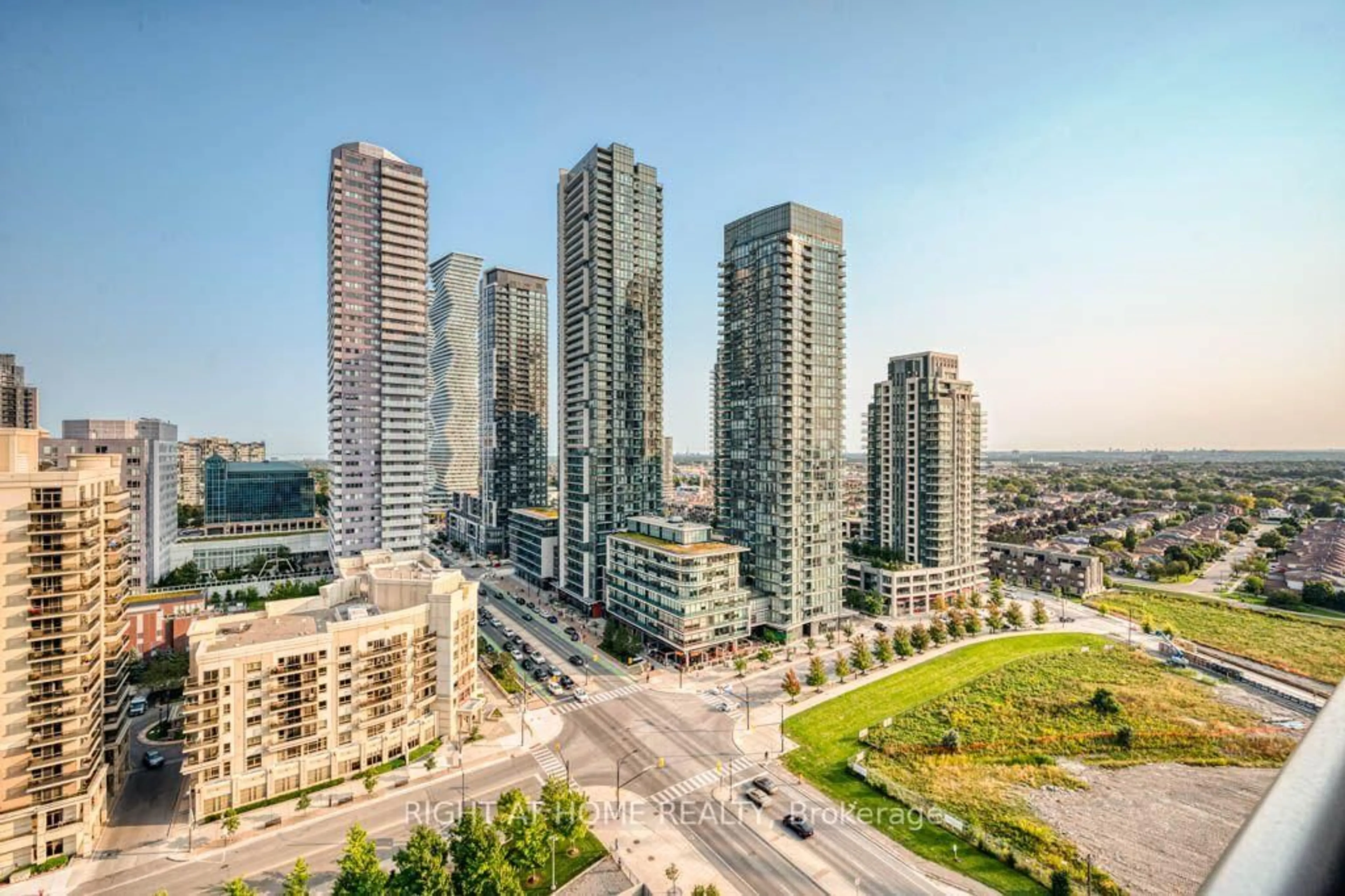 A pic from outside/outdoor area/front of a property/back of a property/a pic from drone, city buildings view from balcony for 388 Prince Of Wales Dr #1711, Mississauga Ontario L5B 0A1