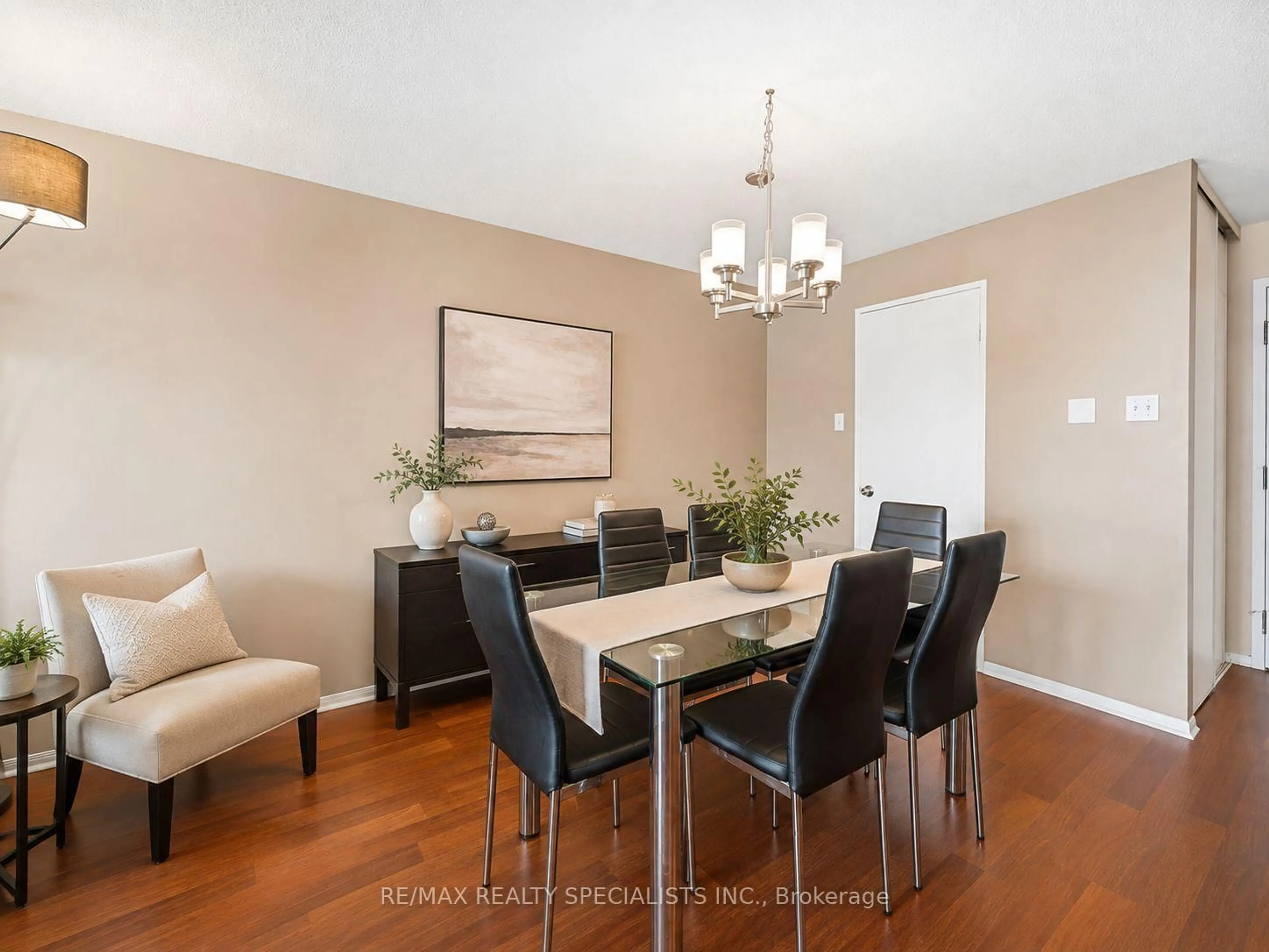 Dining room, wood/laminate floor for 4205 Shipp Dr #404, Mississauga Ontario L4Z 2Y9