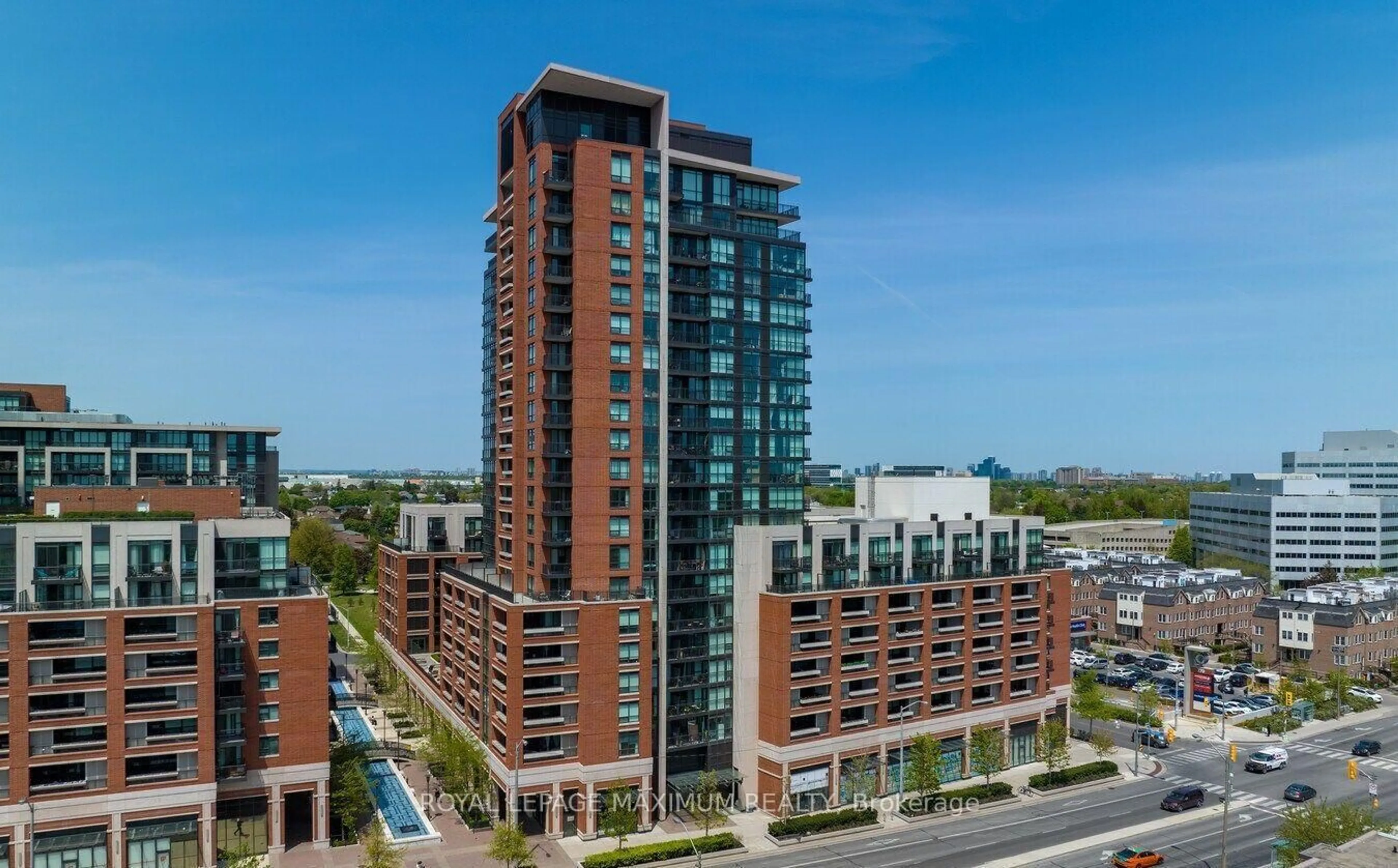 A pic from outside/outdoor area/front of a property/back of a property/a pic from drone, city buildings view from balcony for 800 Lawrence Ave #814, Toronto Ontario M6A 1C3