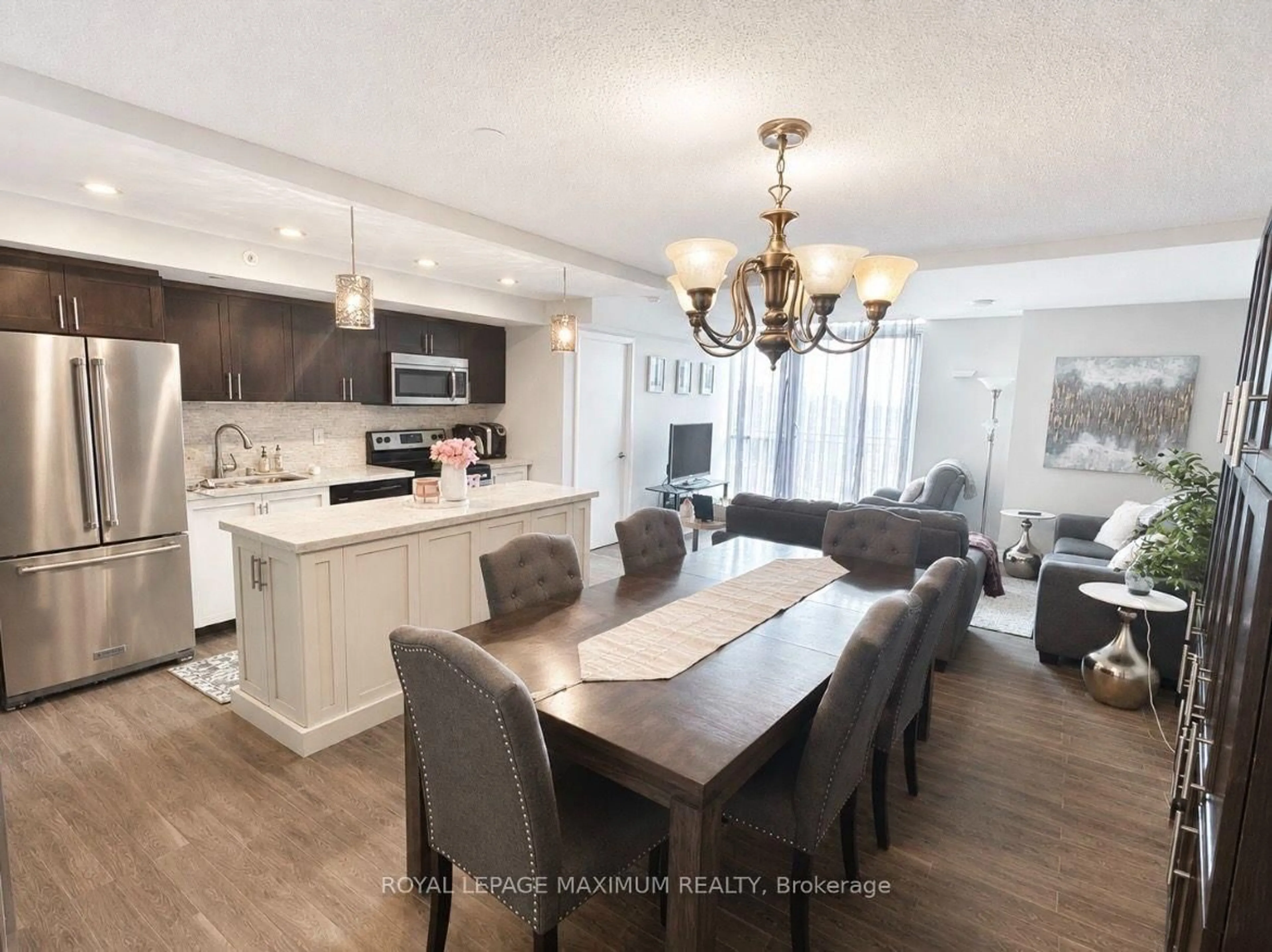 Open concept kitchen, wood/laminate floor for 800 Lawrence Ave #814, Toronto Ontario M6A 1C3
