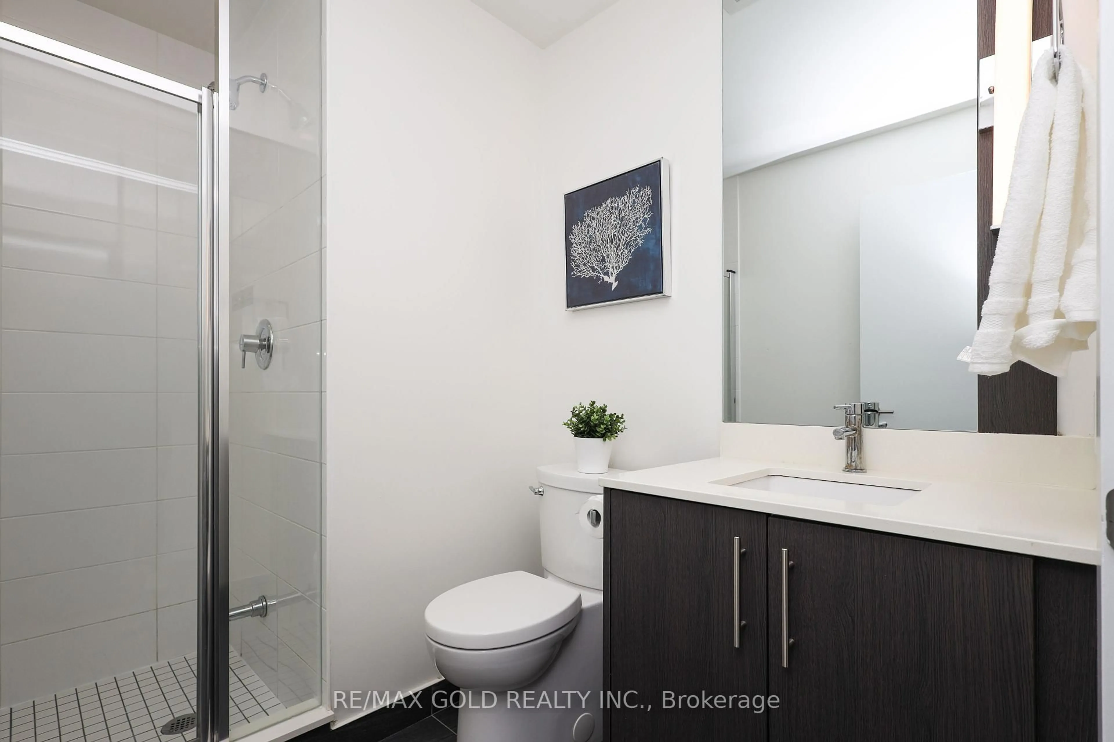 Standard bathroom, ceramic/tile floor for 225 veterans Dr #408, Brampton Ontario L7A 5L7