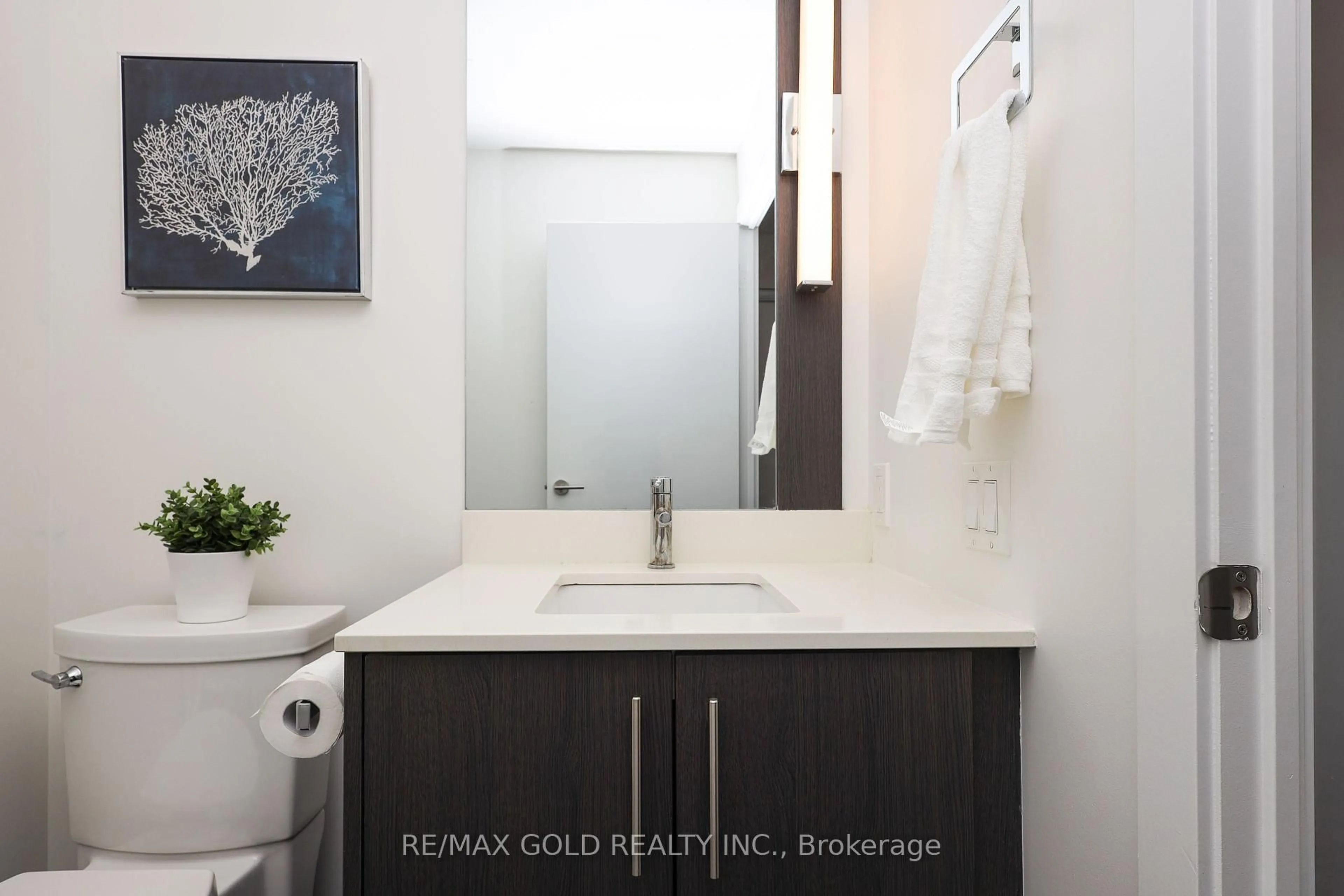Contemporary bathroom, ceramic/tile floor for 225 veterans Dr #408, Brampton Ontario L7A 5L7