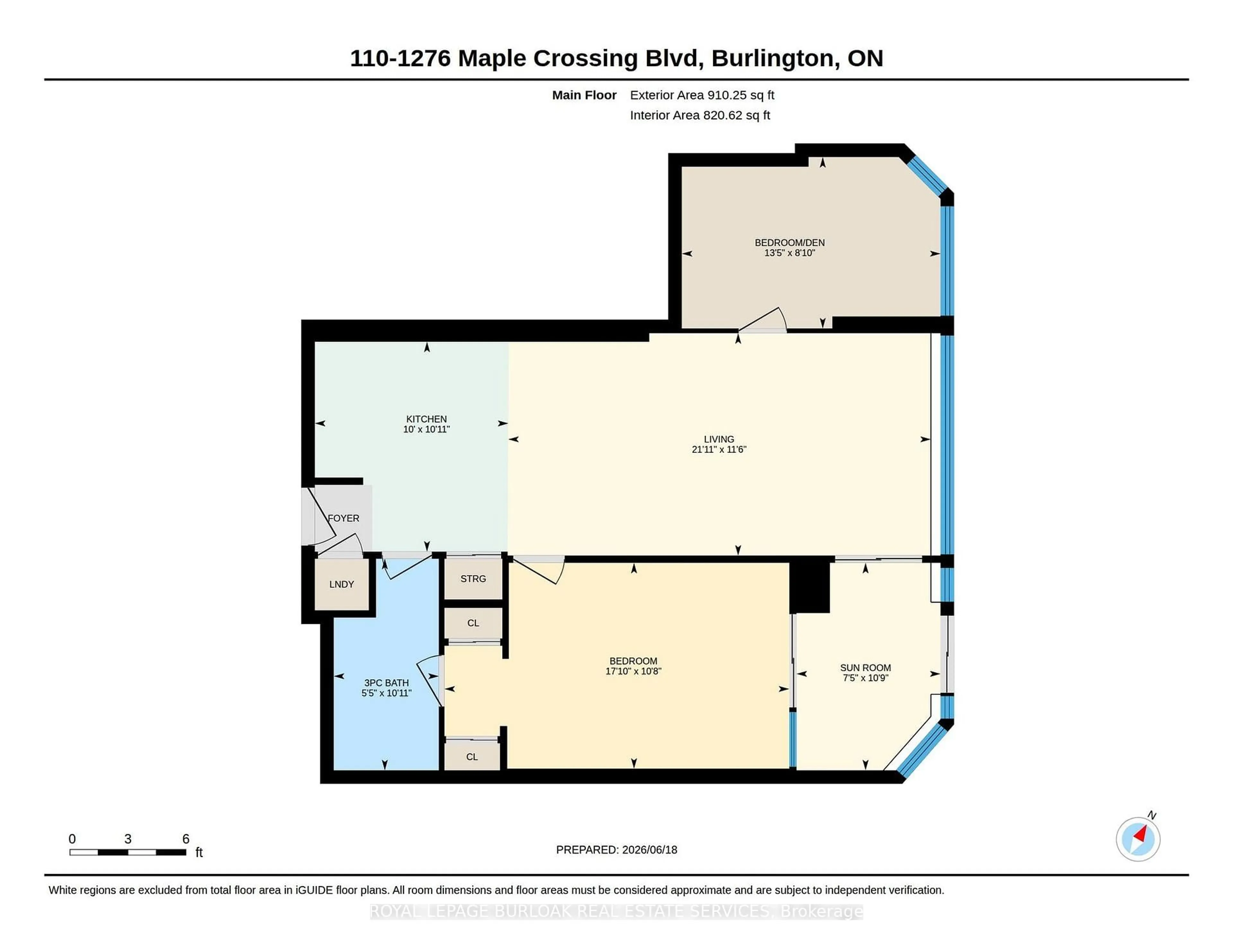 Floor plan for 1276 Maple Crossing Blvd #110, Burlington Ontario L7S 2J9